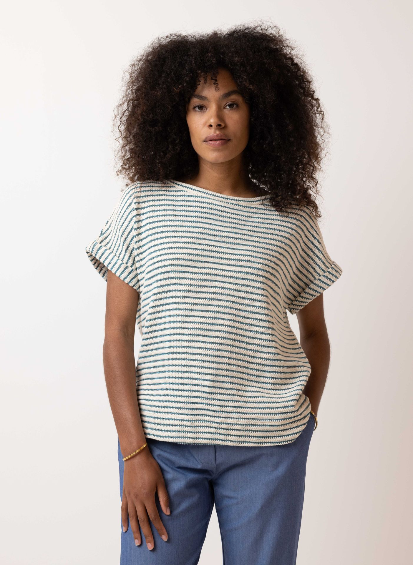 Norah Gestreept shirt ecru/blue 214720-174