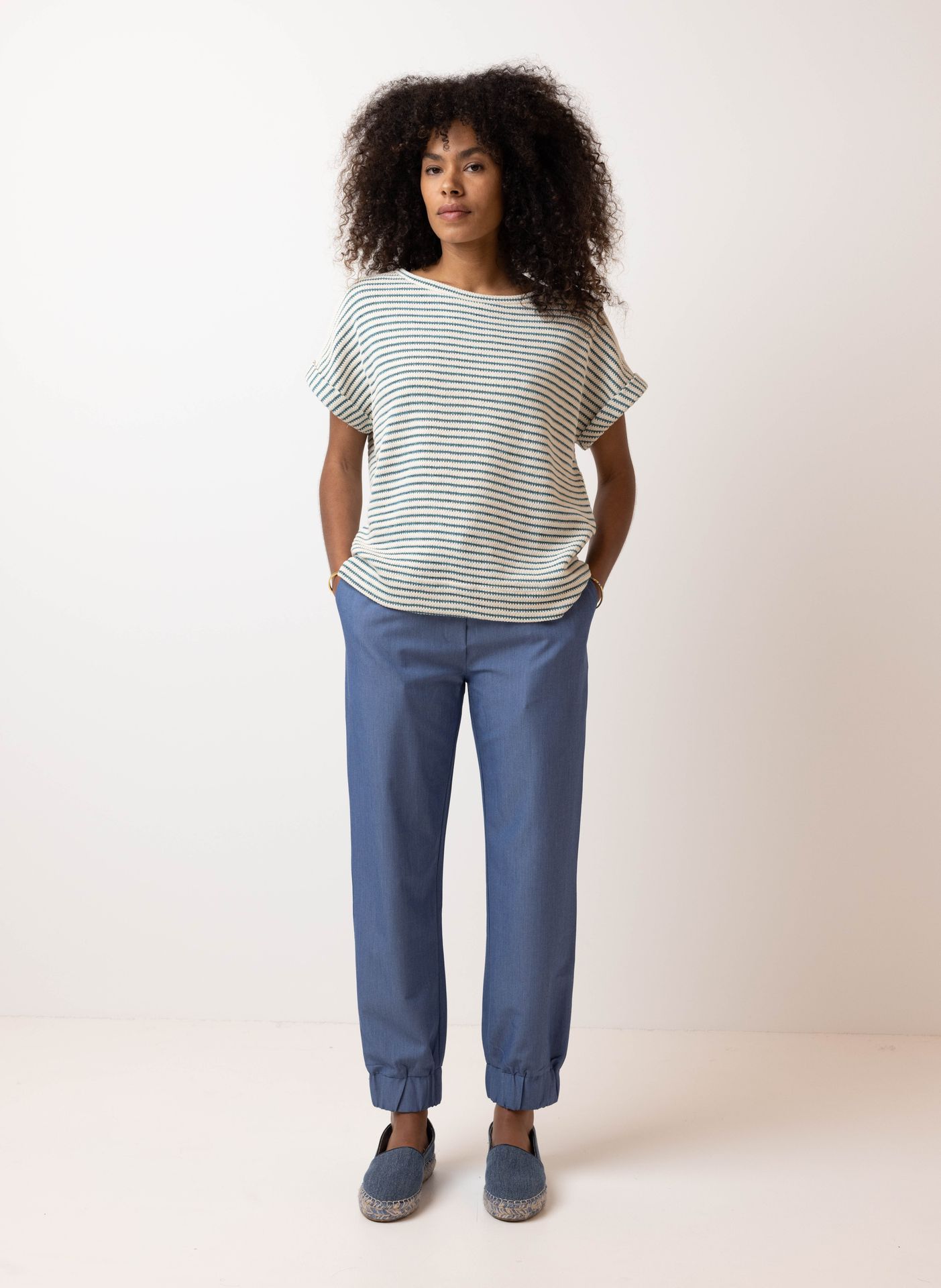 Norah Gestreept shirt ecru/blue 214720-174