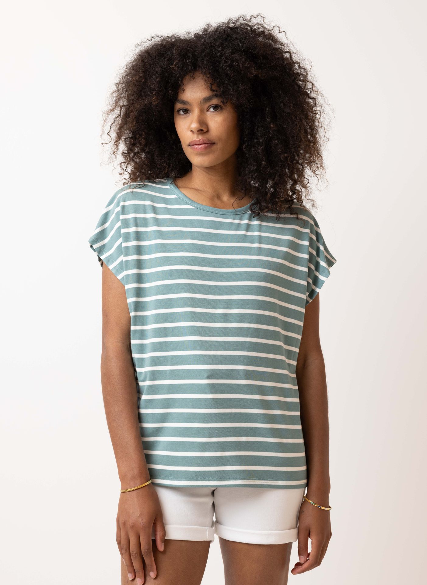 Norah Gestreept shirt groen green/white 213823-531