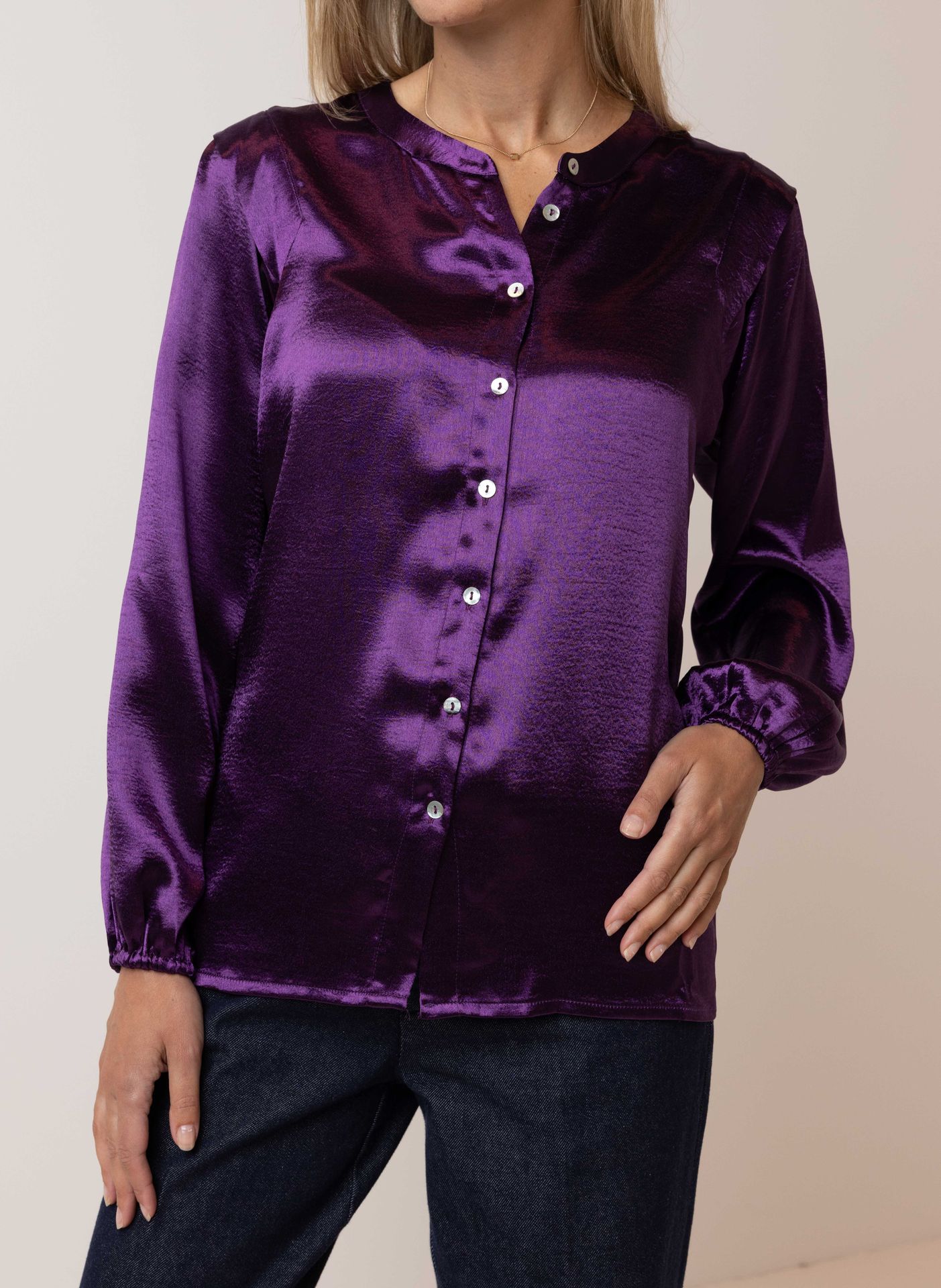 Norah Glanzende paarse blouse purple 214417-800