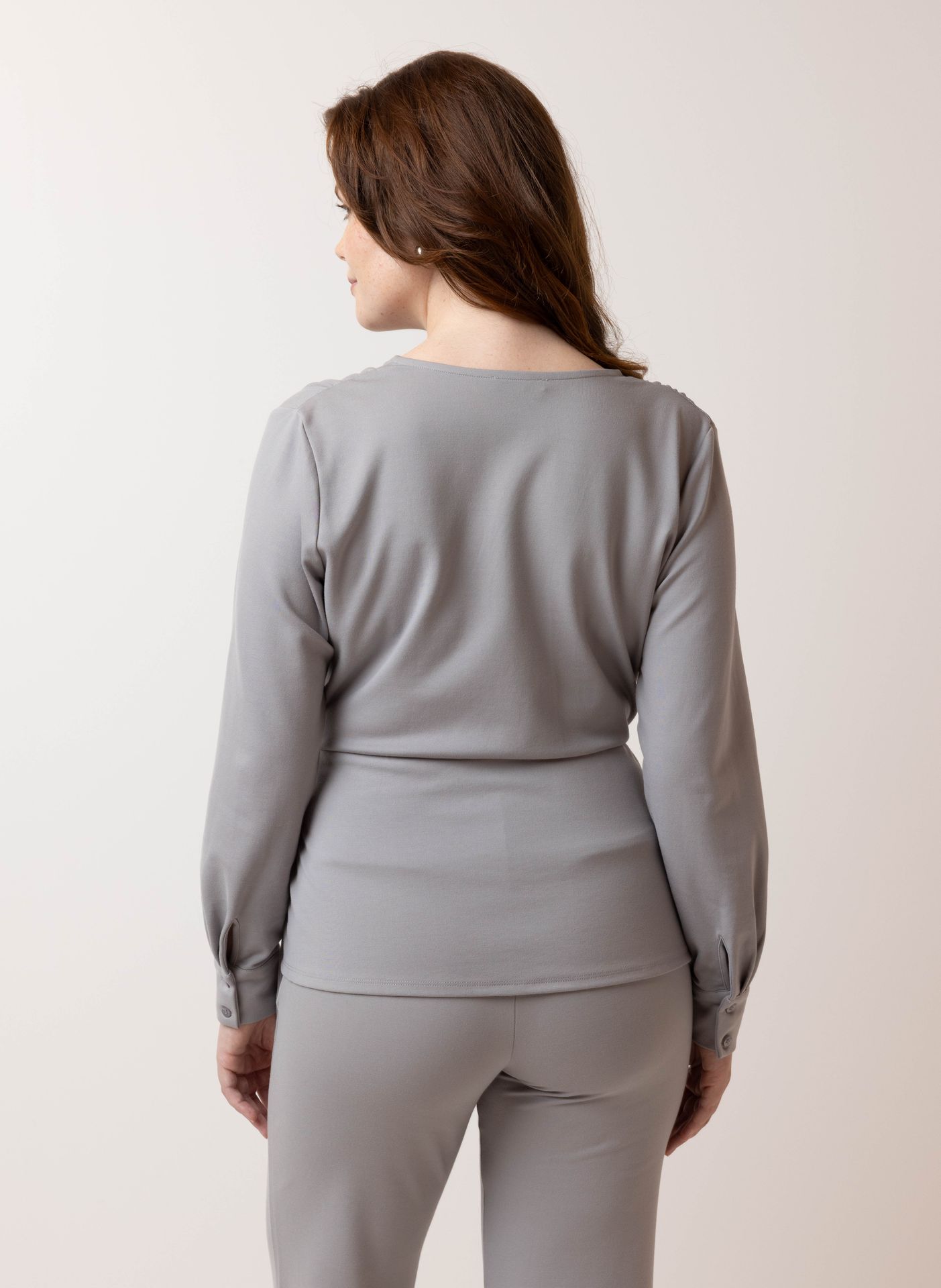 Norah Grijze overslagblouse grey 215206-045