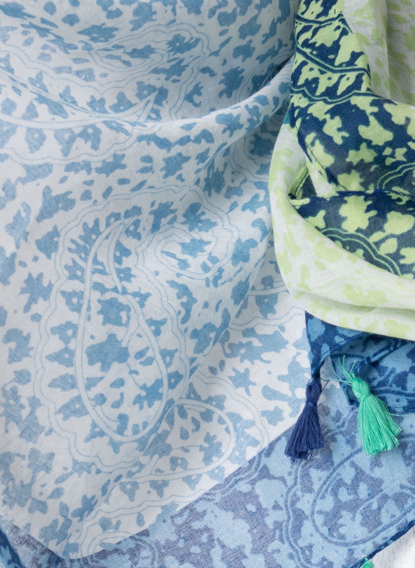 Norah Groen blauwe sjaal met tassels green/blue 213602-534