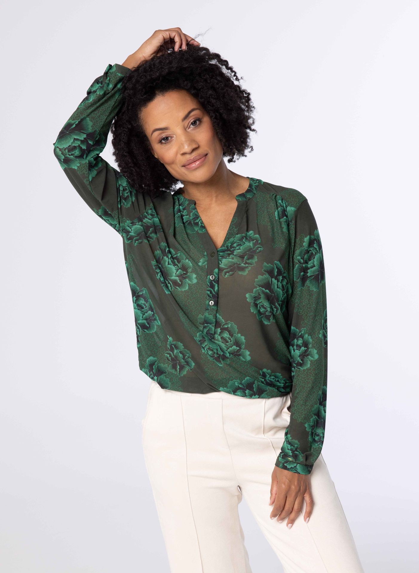 Norah Groen doorzichtige blouse green multicolor 214094-520