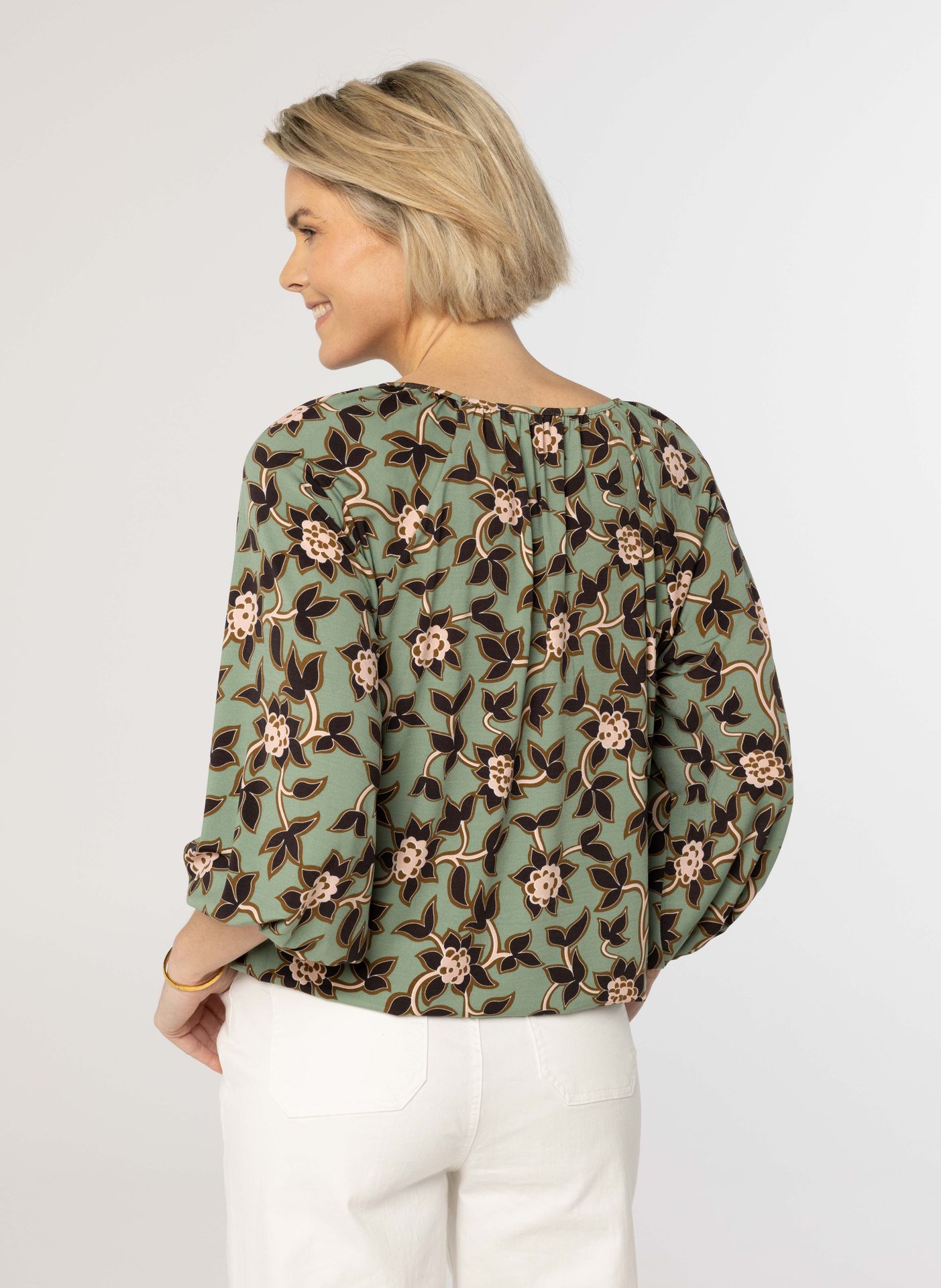 Norah Groen shirt met botanische print green multicolor 213902-520