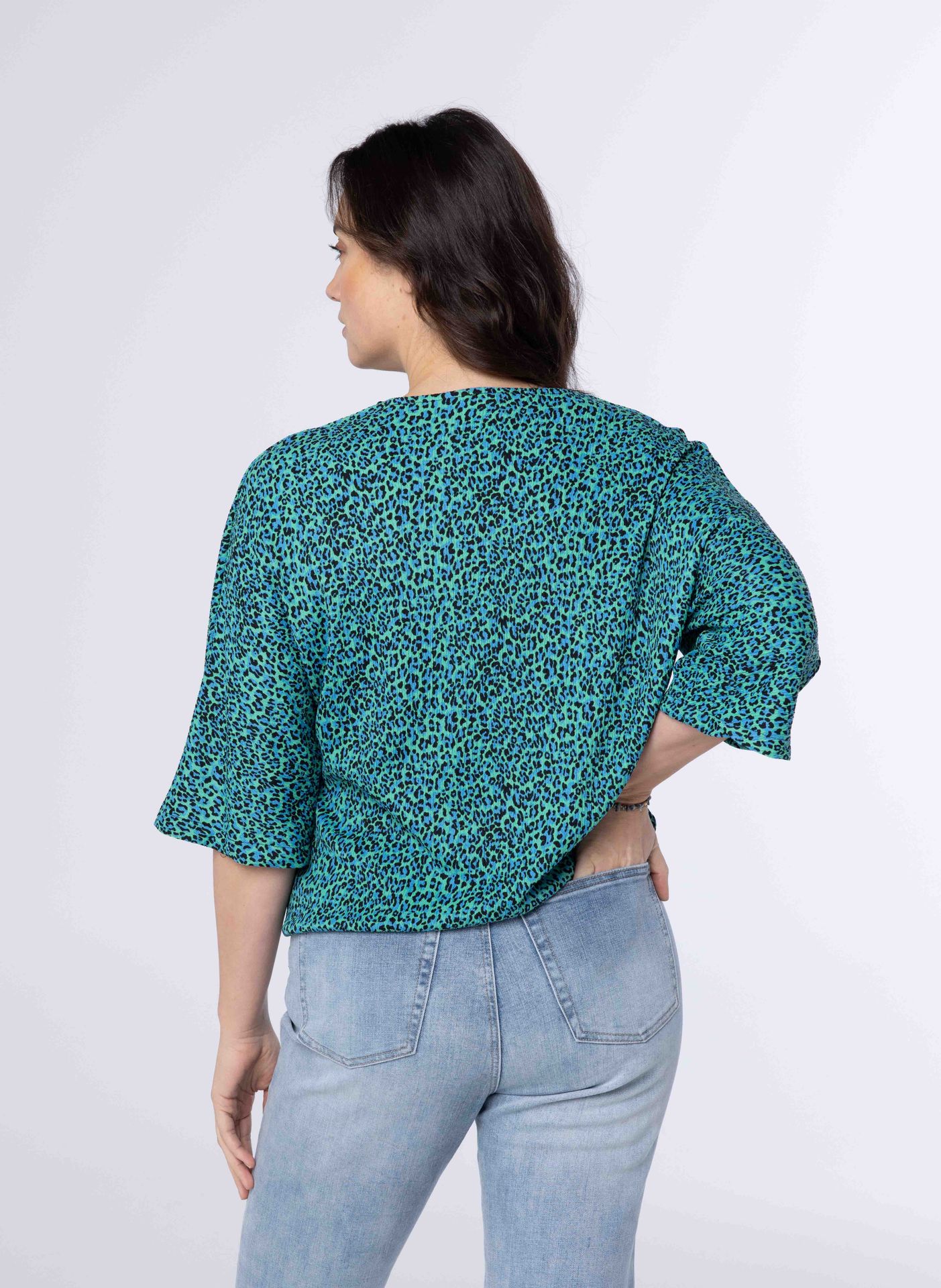 Norah Groen shirt met driekwart mouwen green/blue 213430-534