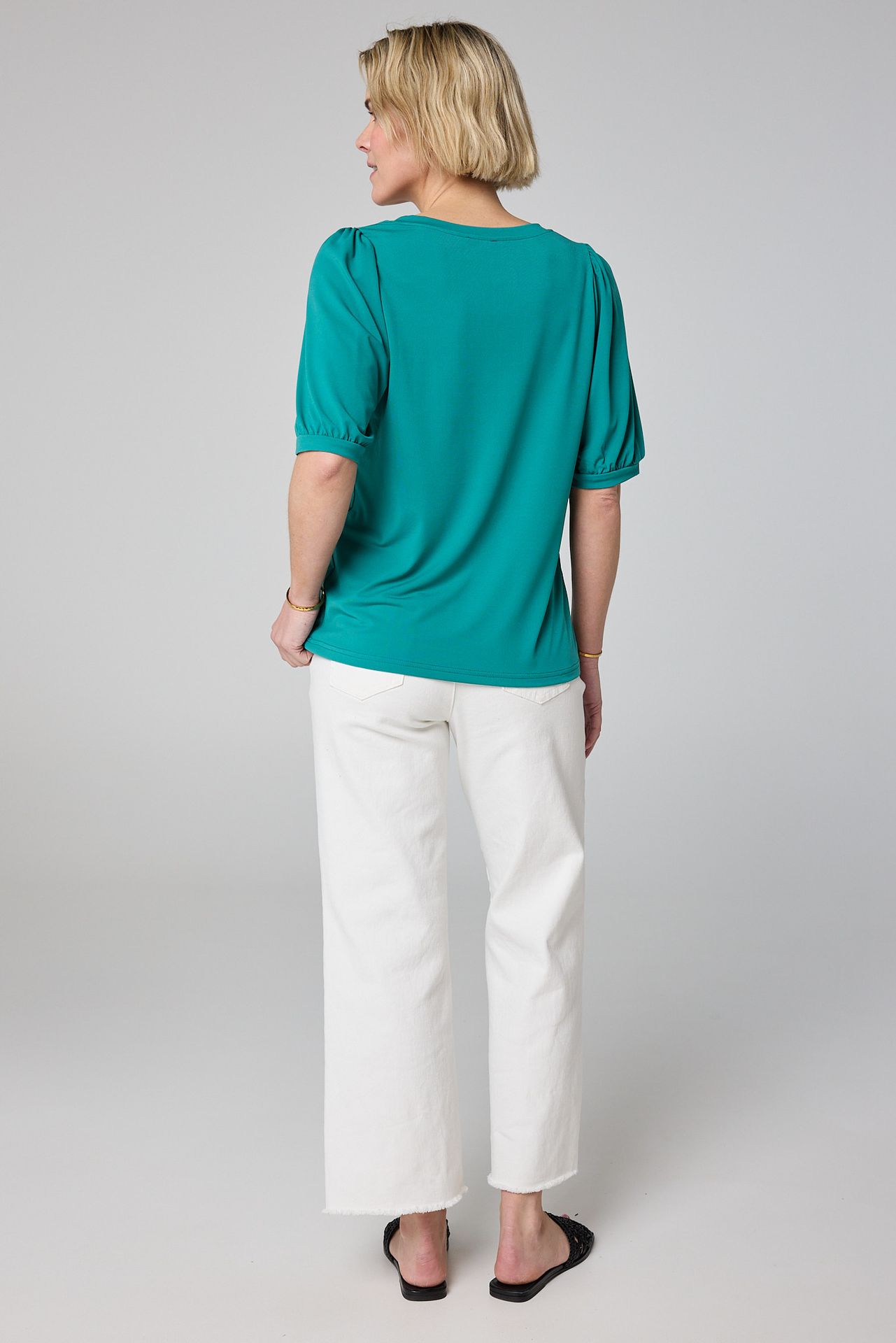 Norah Groen shirt met pofmouwen jade 212851-574