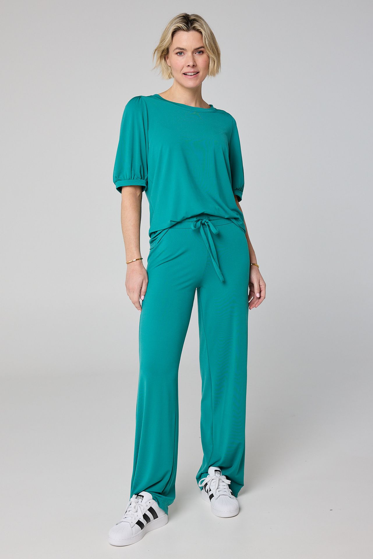 Norah Groen shirt met pofmouwen jade 212851-574