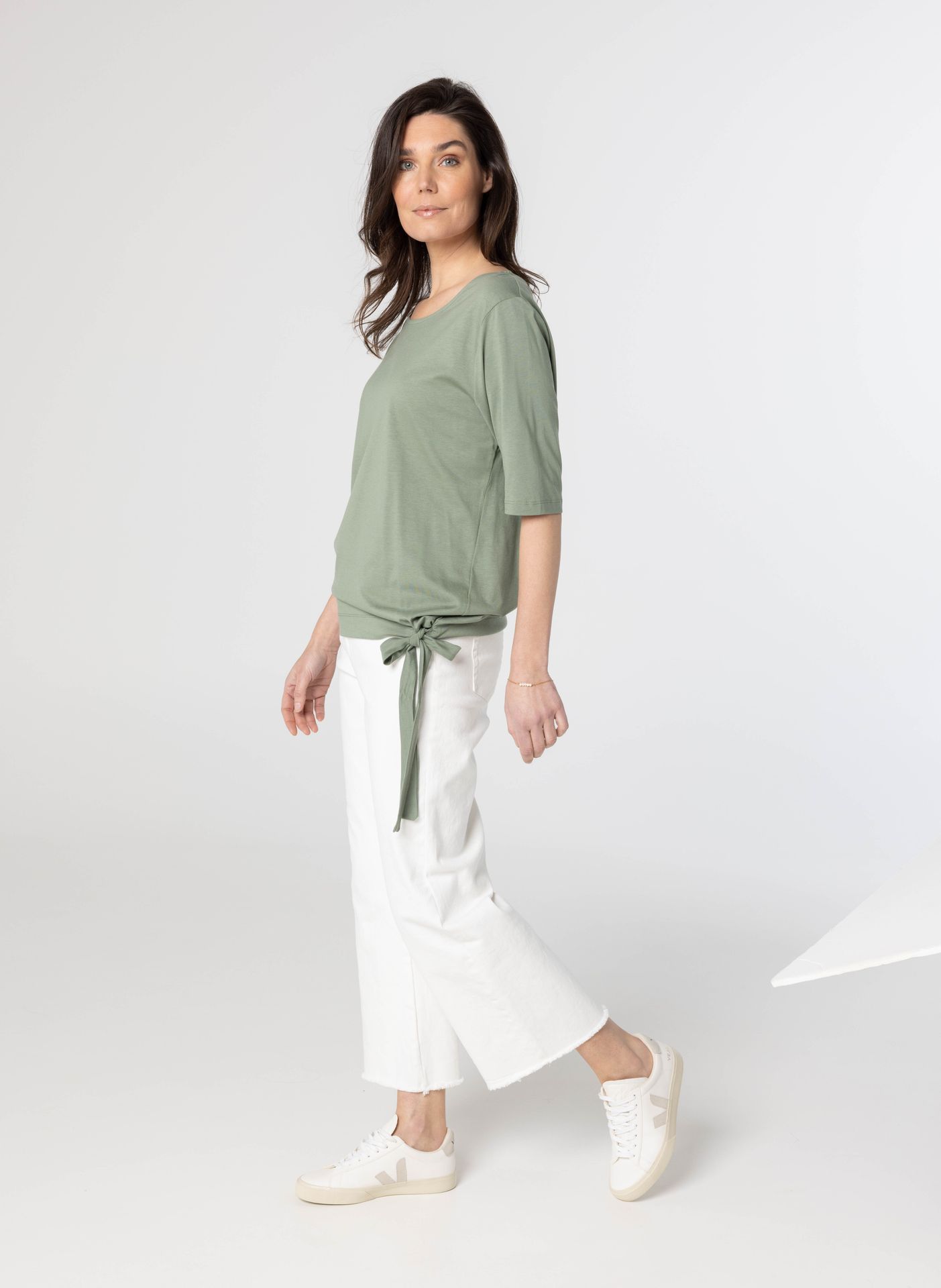 Norah Groen shirt met strik green/grey 209993-540