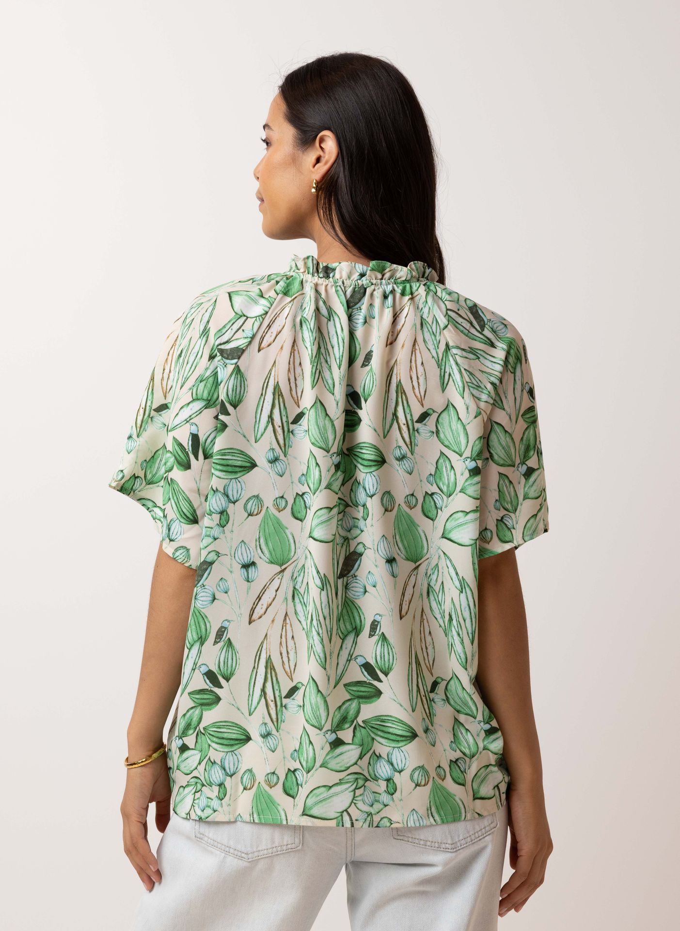 Norah Groene blouse met koordjes green/ecru 214420-541