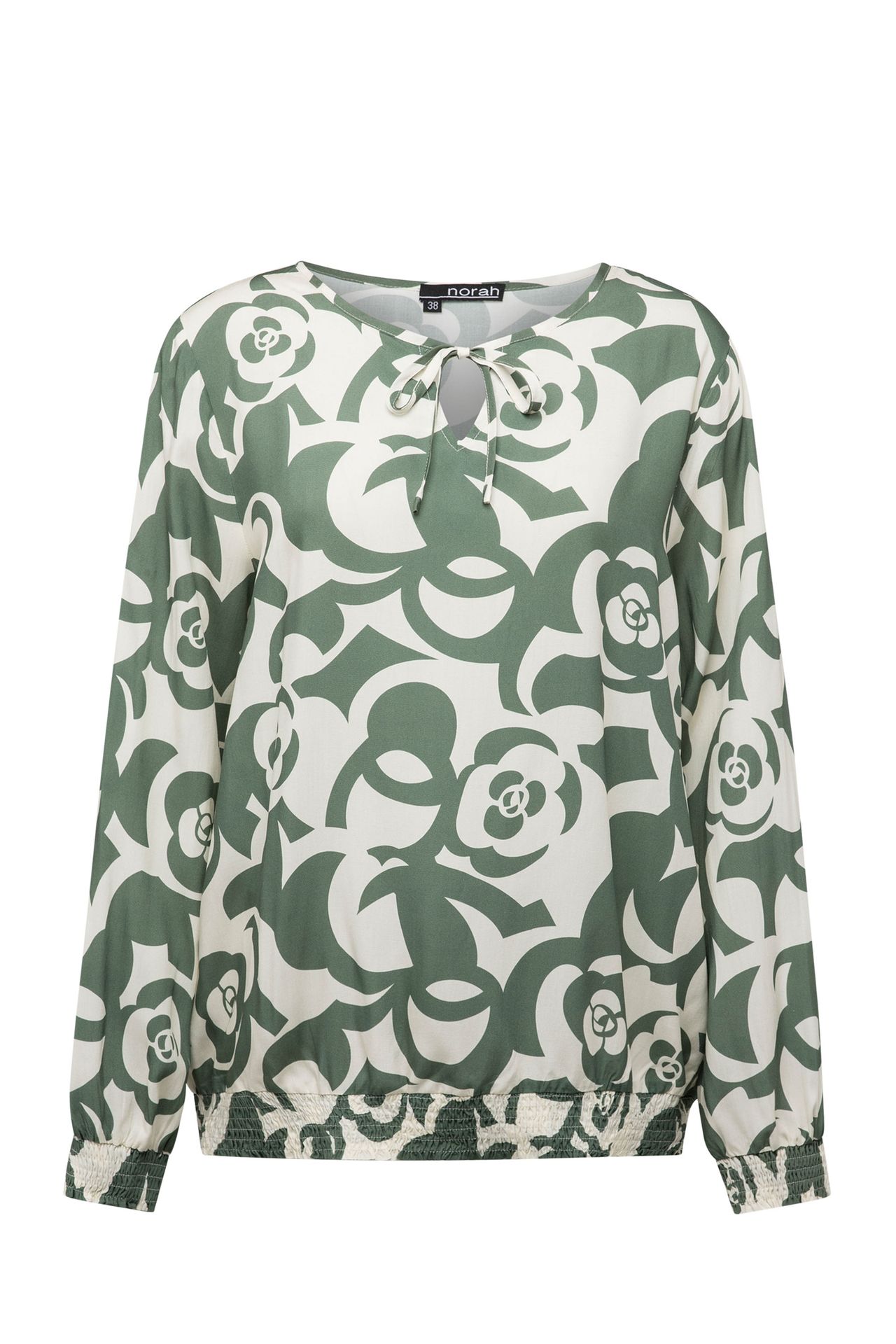 Norah Groene blouse met pofmouwen green multicolor 213861-520