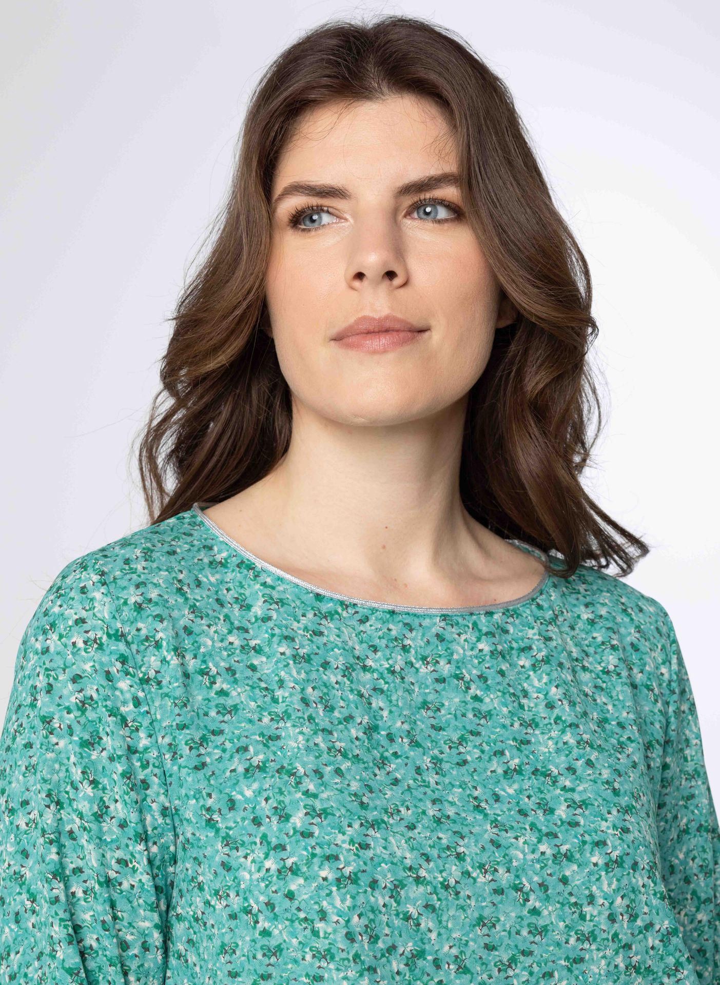 Norah Groene blouse met pofmouwen sea green multicolor 211244-576