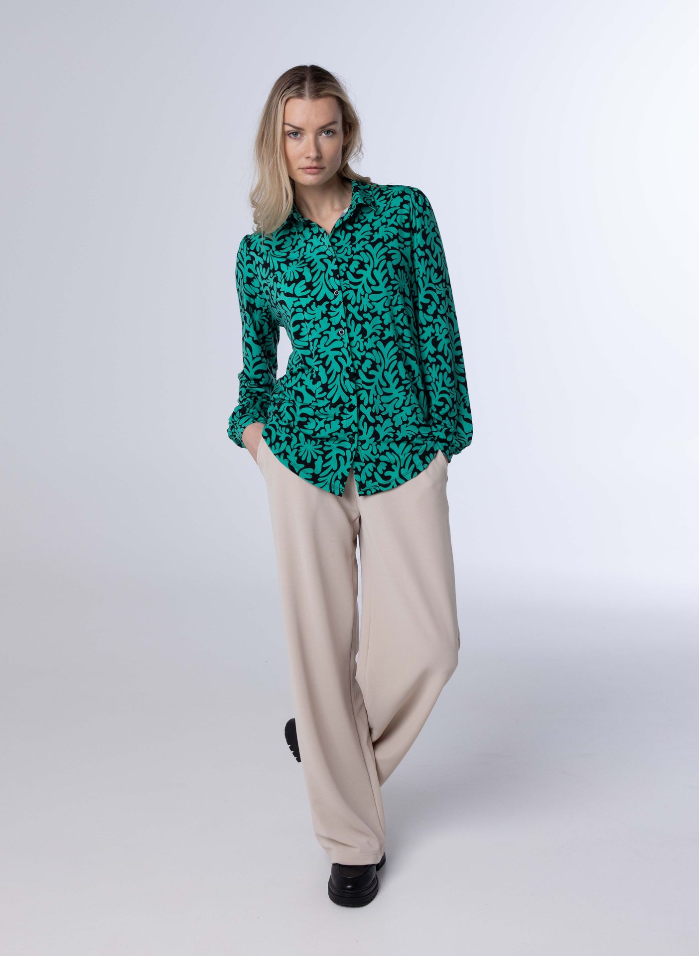 Norah Groene blouse met print green/black 214073-530