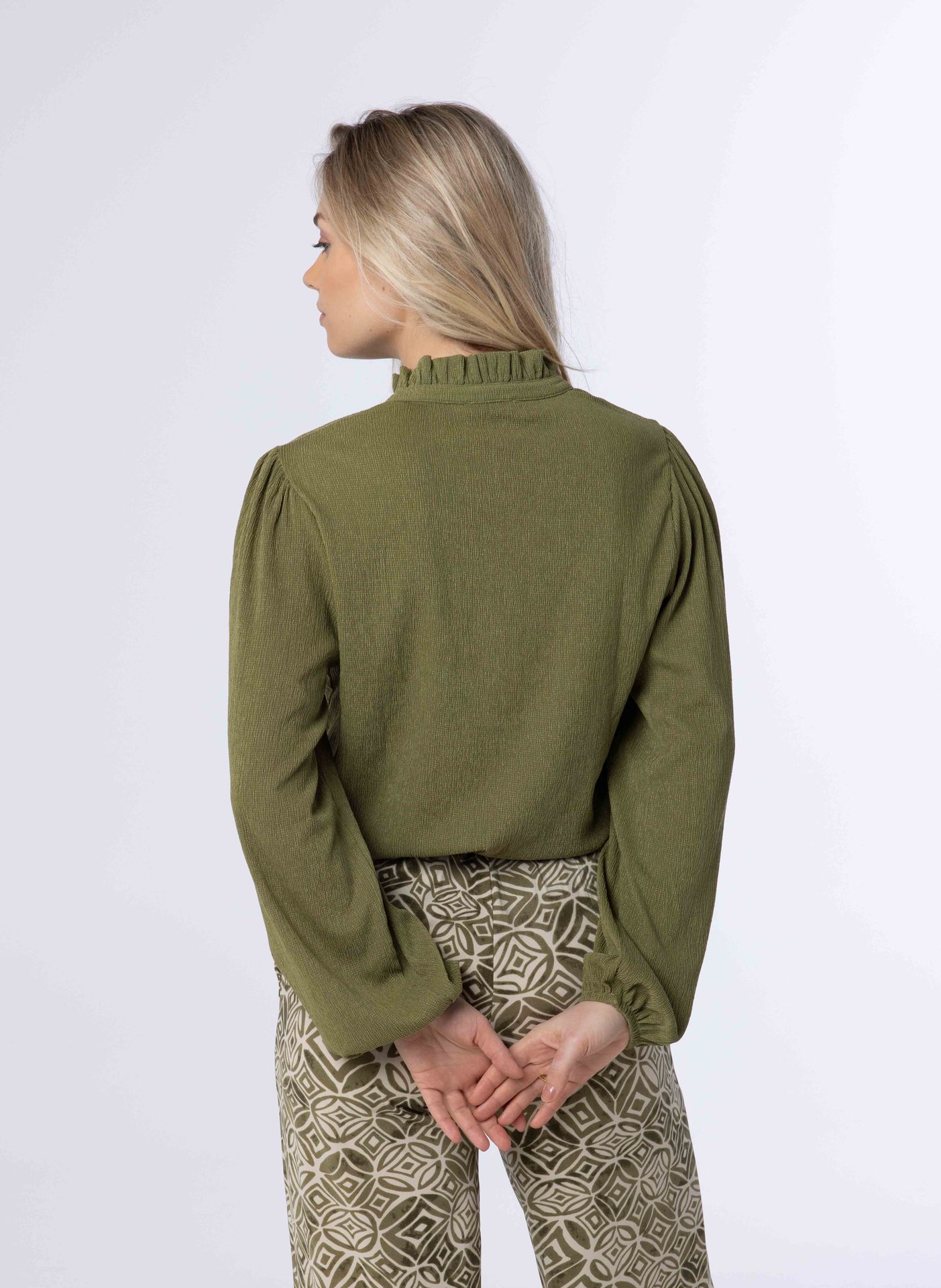 Norah Groene blouse met ruches green 214085-500
