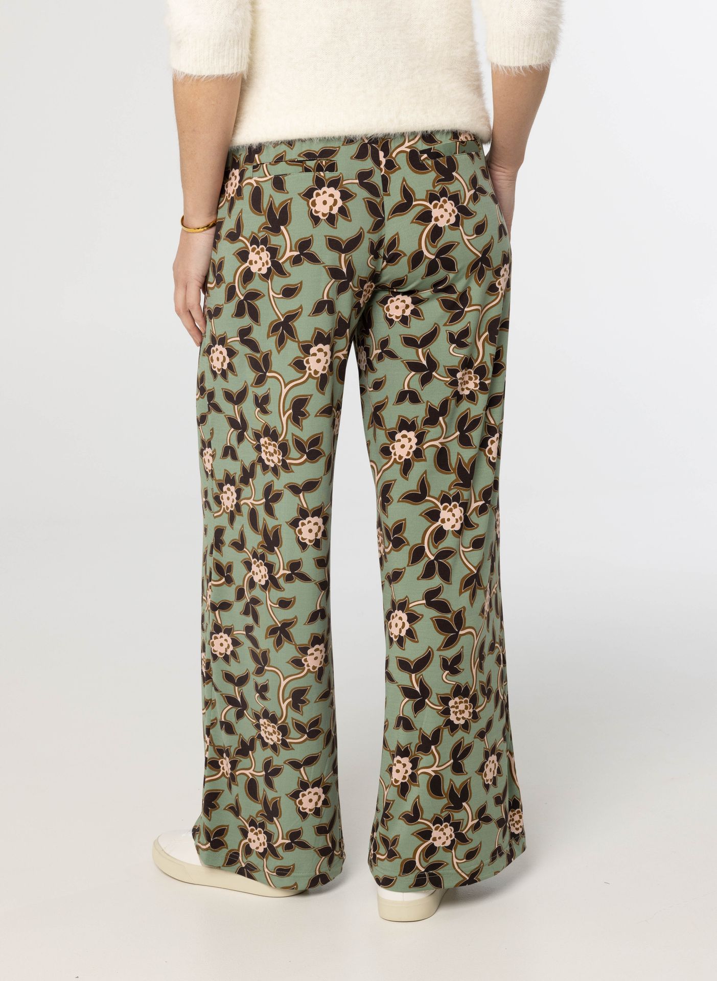 Norah Groene broek met botanische print green multicolor 213880-520