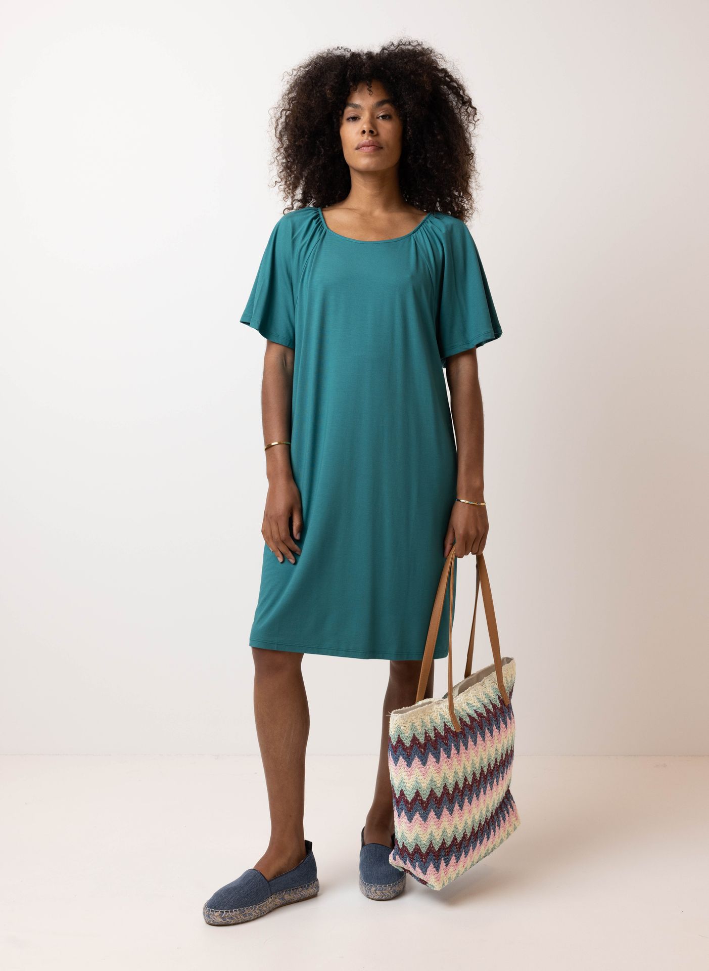 Norah Groene midi jurk bottle green 213846-517