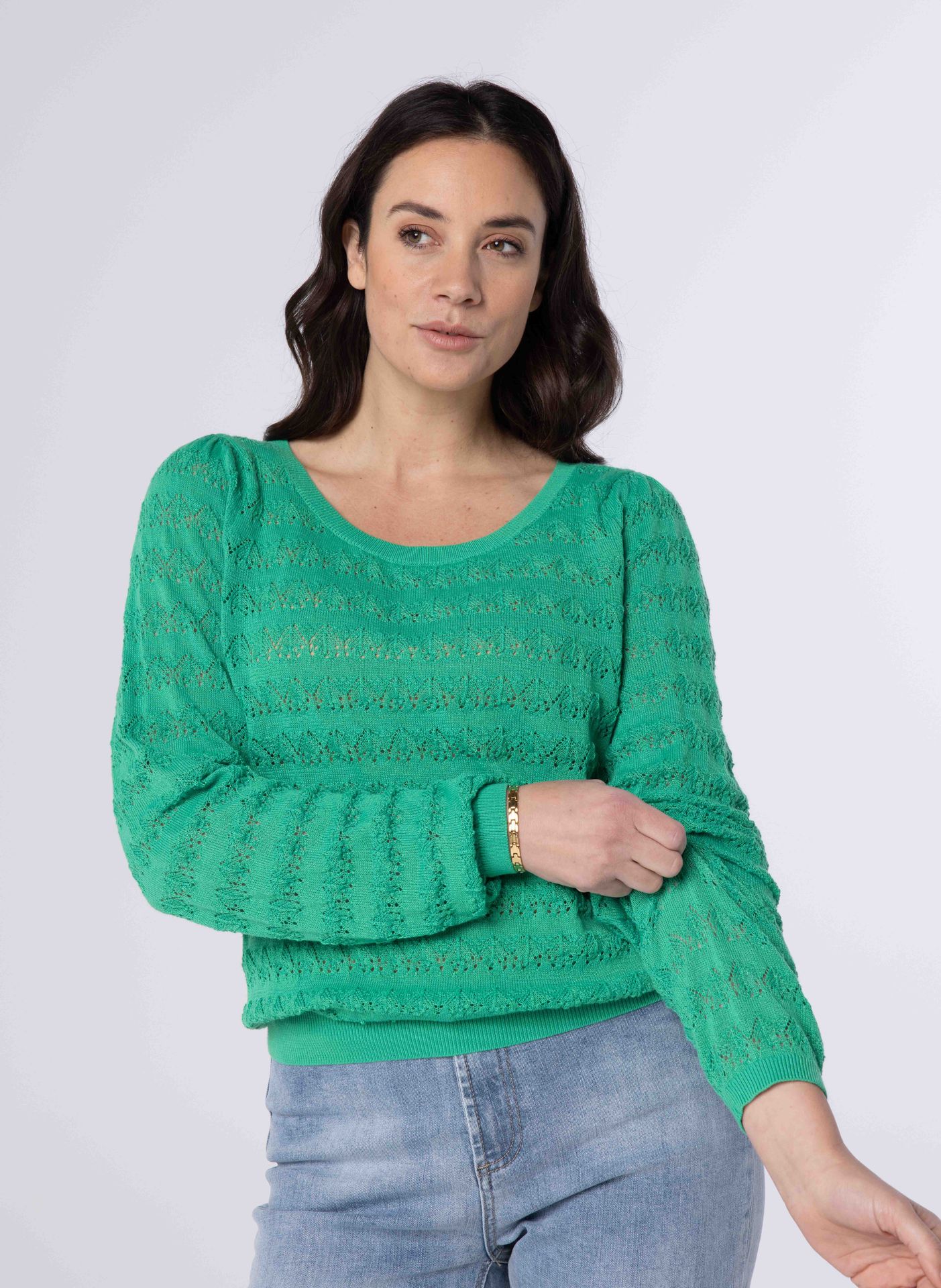 Norah Groene trui met ajour green 213788-500