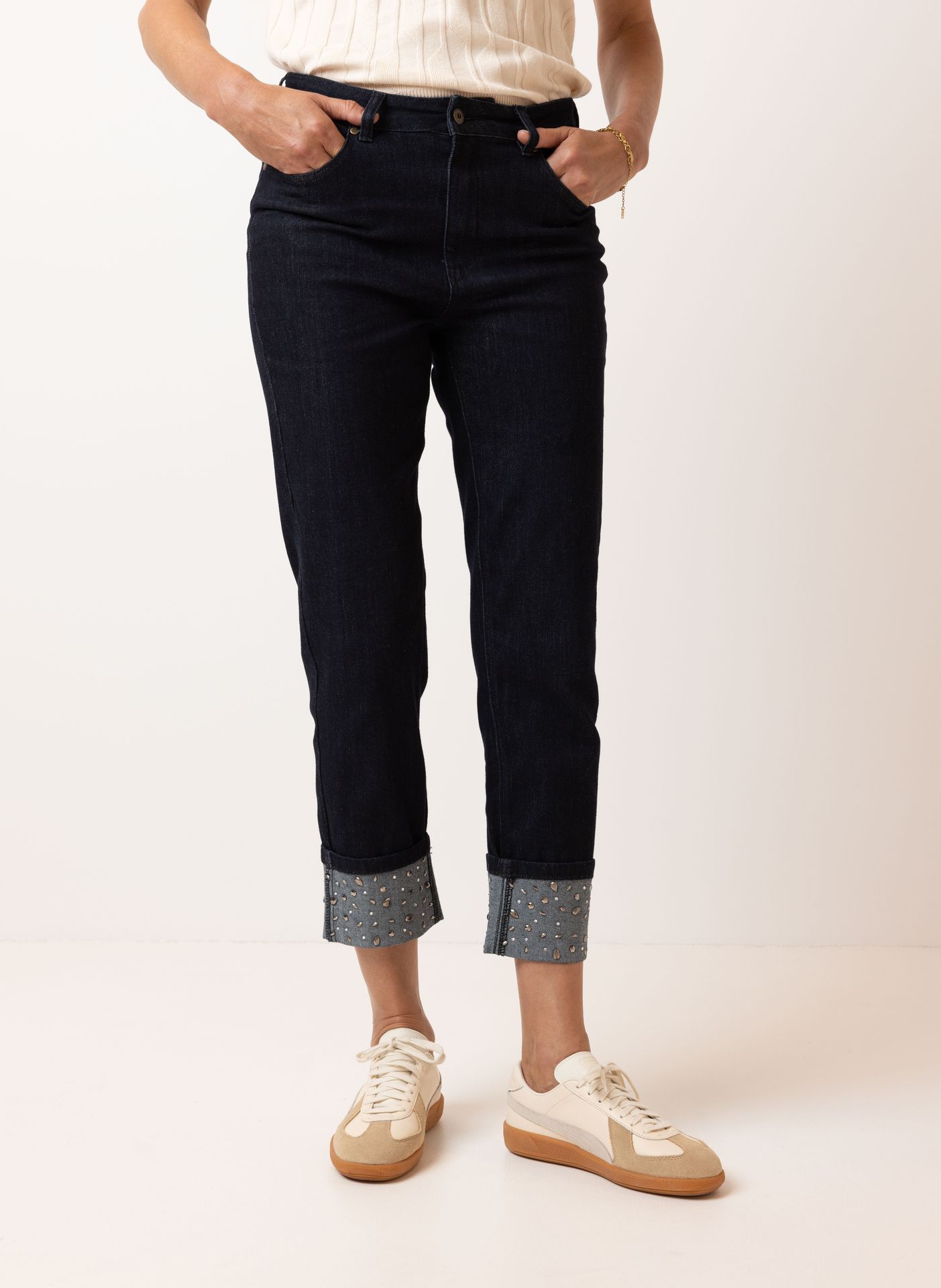 Norah Jeans met studs dark blue 215330-499