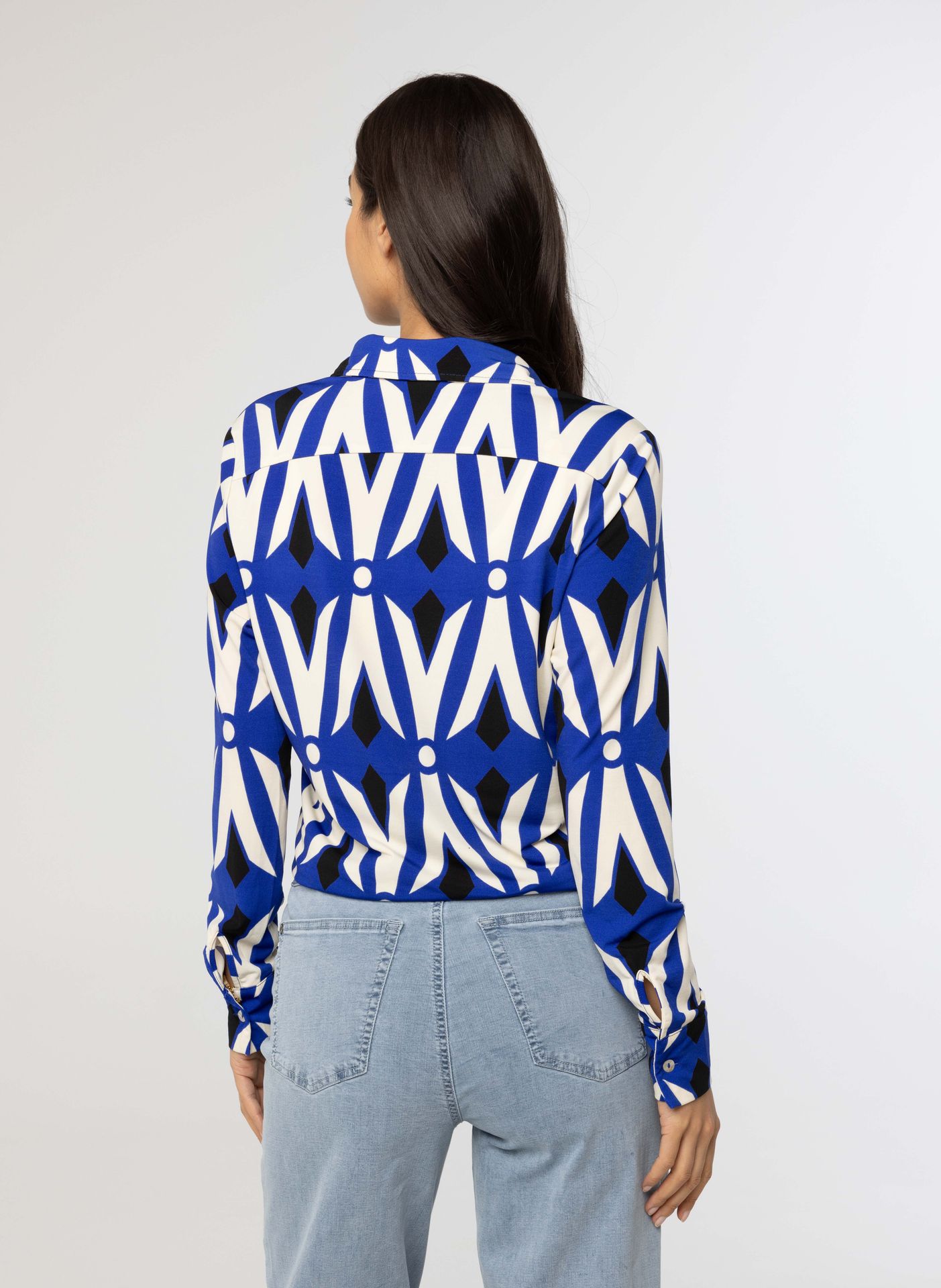 Norah Kobaltblauwe blouse met print blue multicolor 213898-420