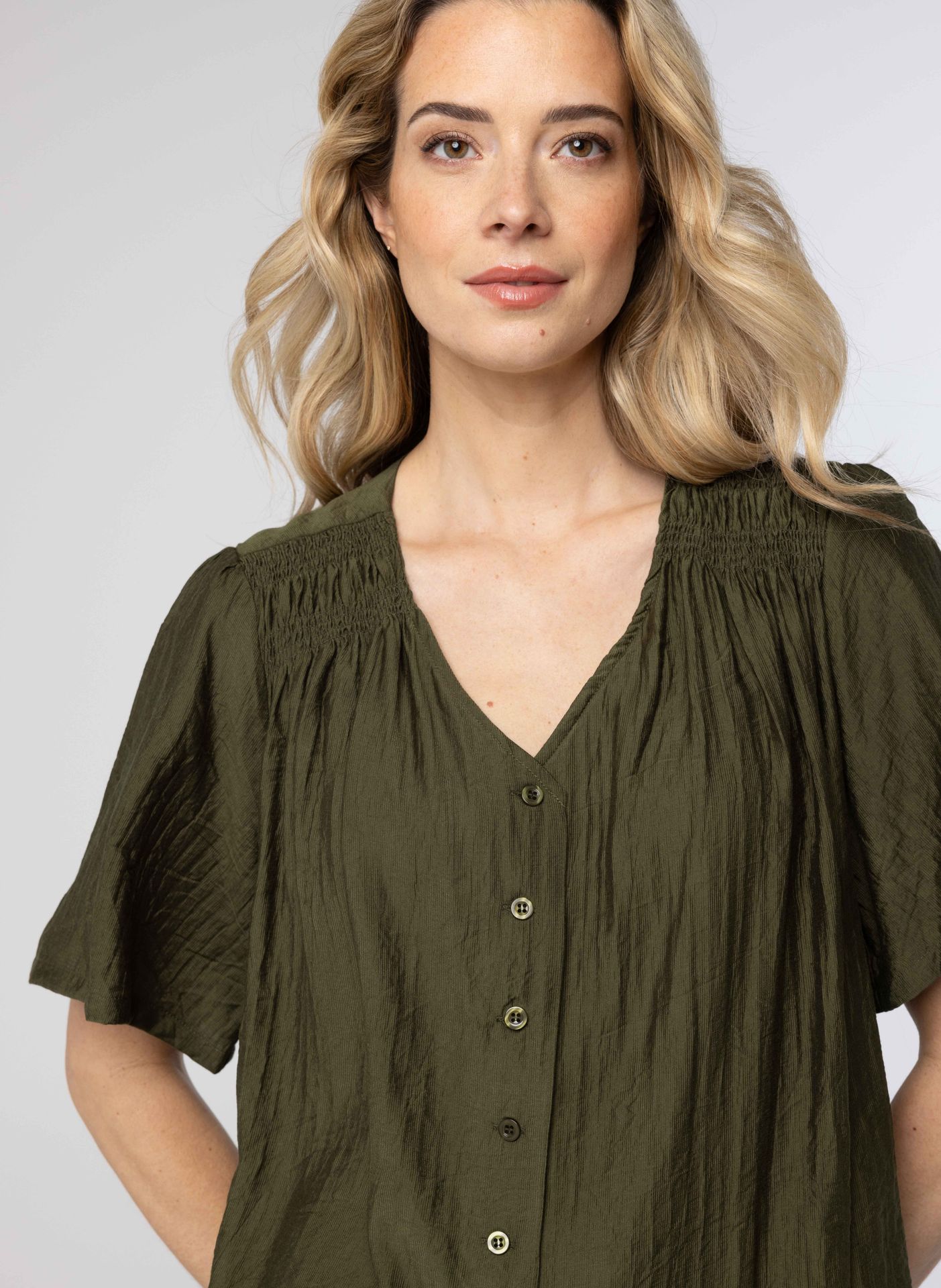 Norah Legergroene blouse dark olive 213546-598