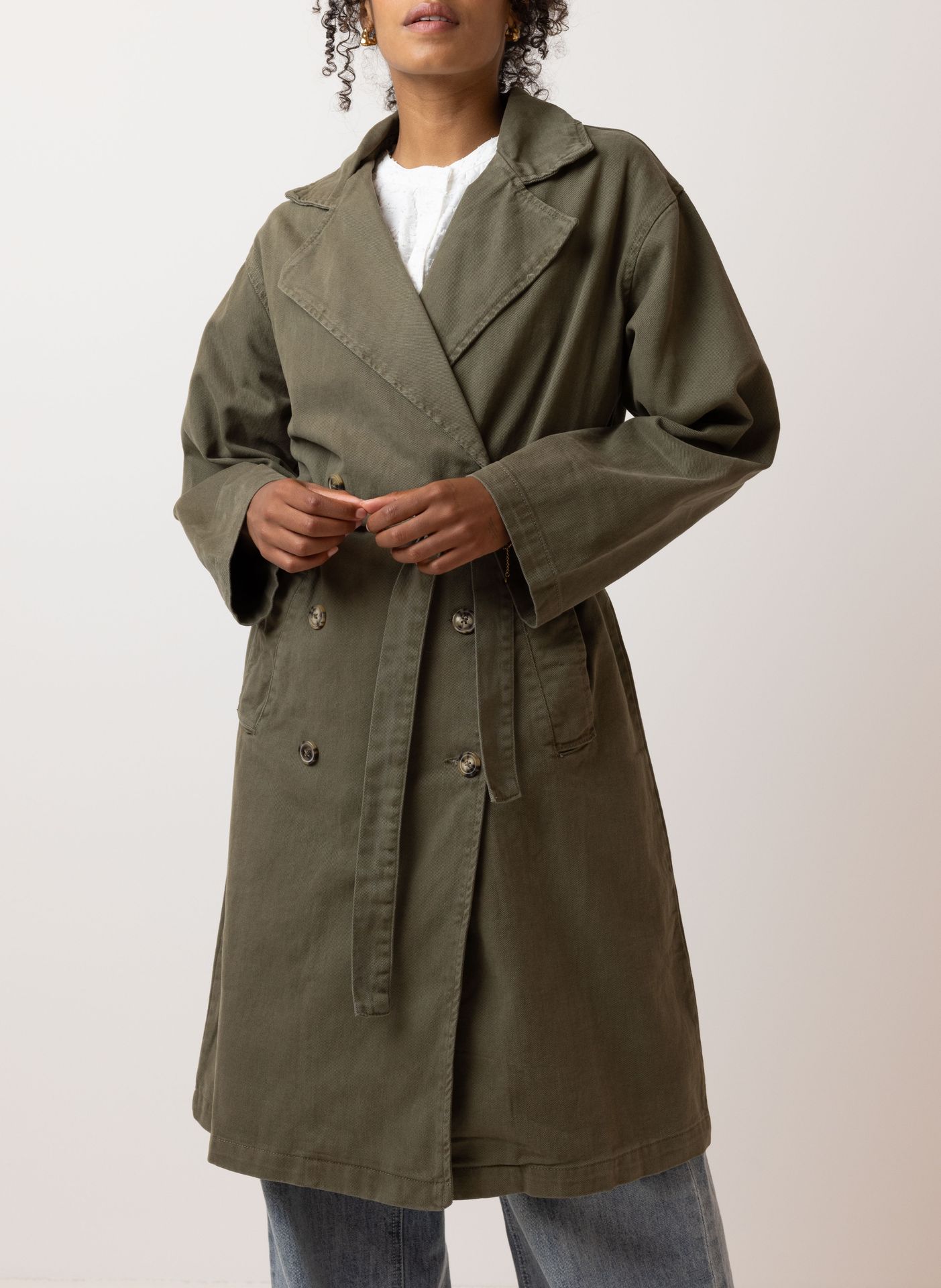 Norah Legergroene trenchcoat dark army 213565-580