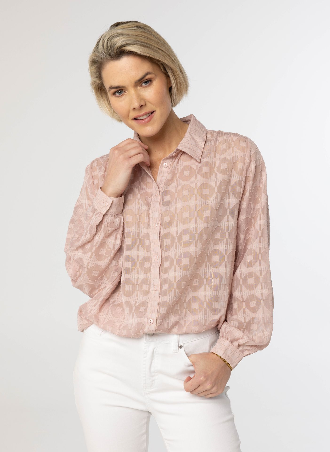 Norah Lichtroze blouse met glitter rose 214119-907