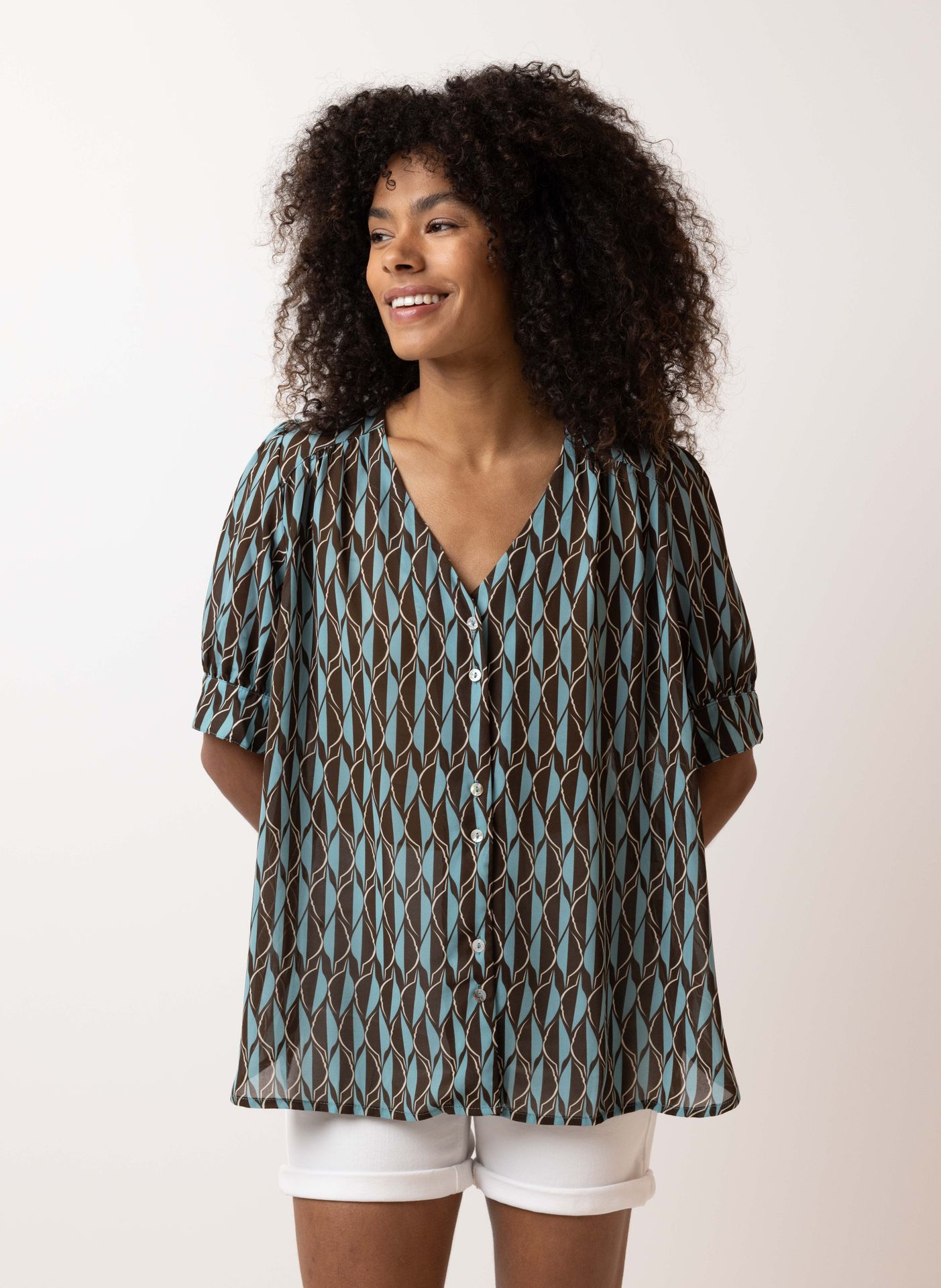 Norah Meerkleurige blouse blue/brown 214354-432