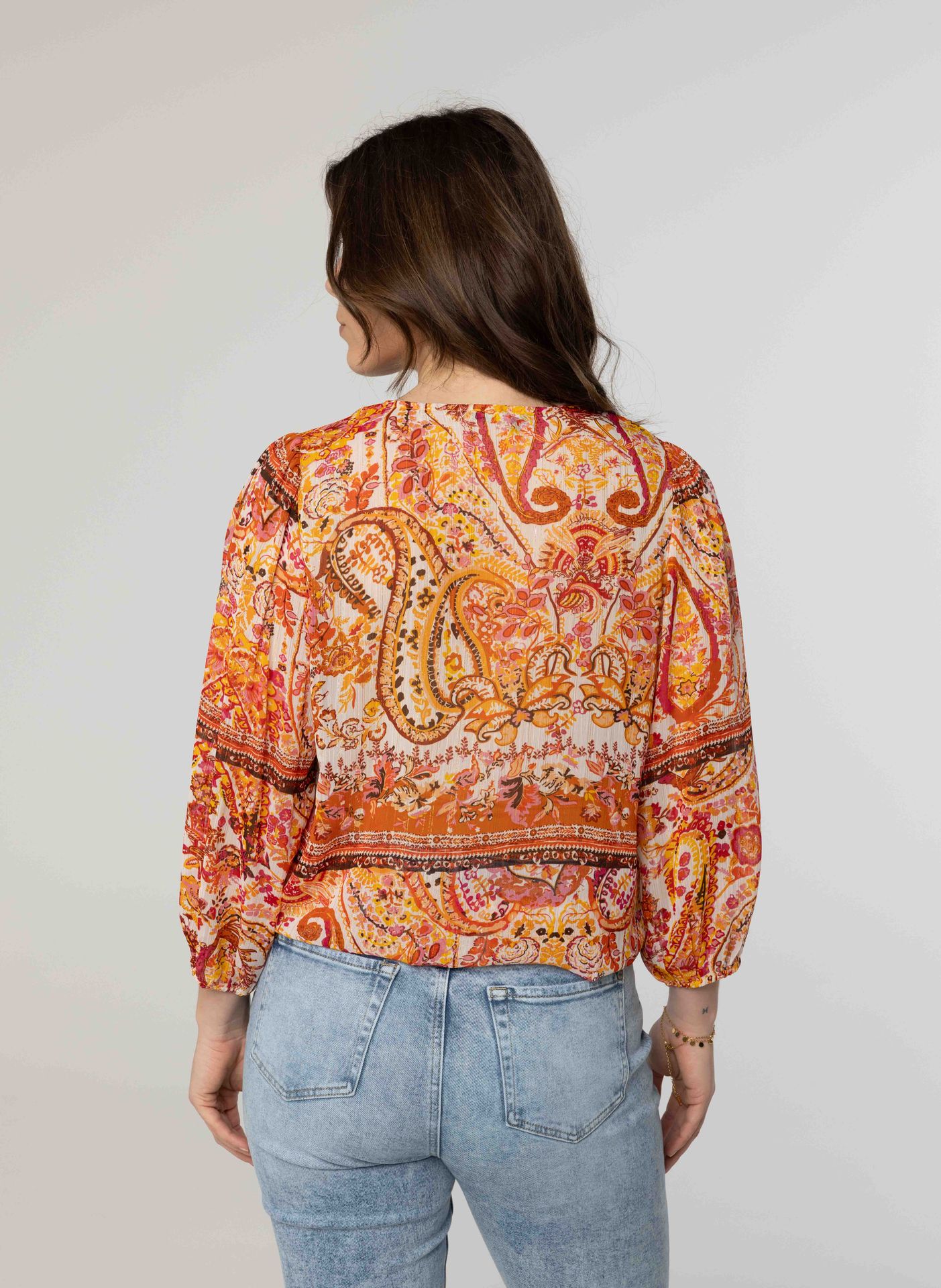 Norah Meerkleurige blouse met glitter orange multicolor 213428-720