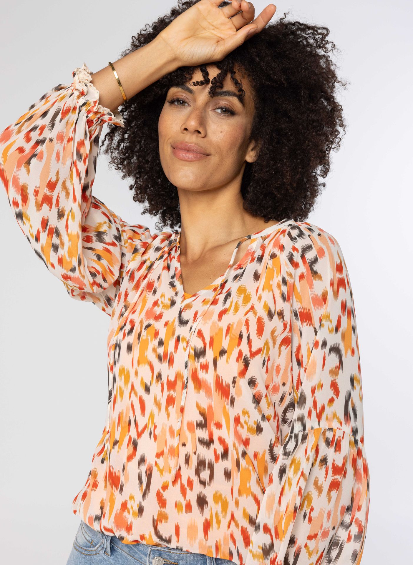 Norah Meerkleurige blouse met koordjes multicolor 213697-002