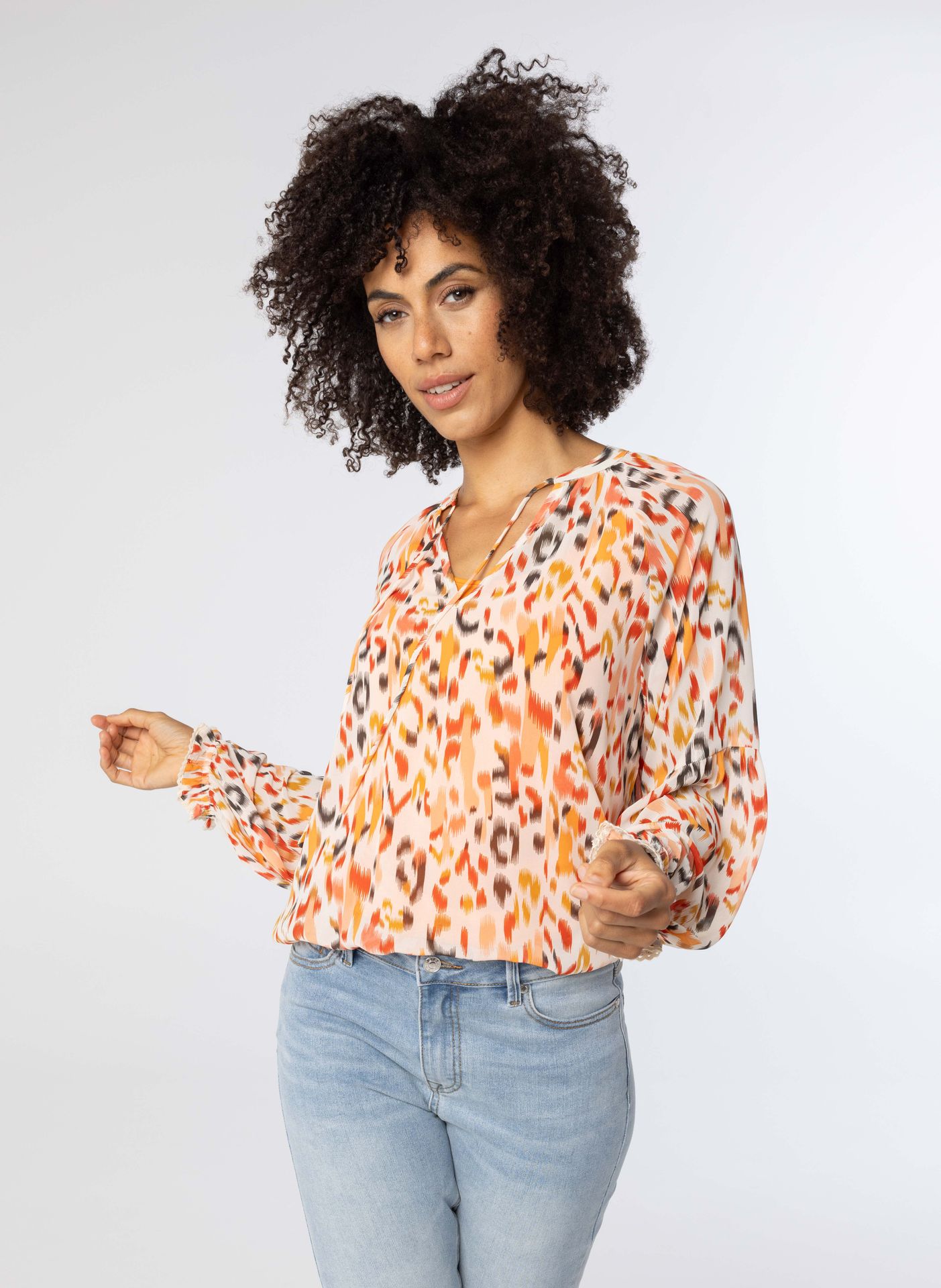 Norah Meerkleurige blouse met koordjes multicolor 213697-002