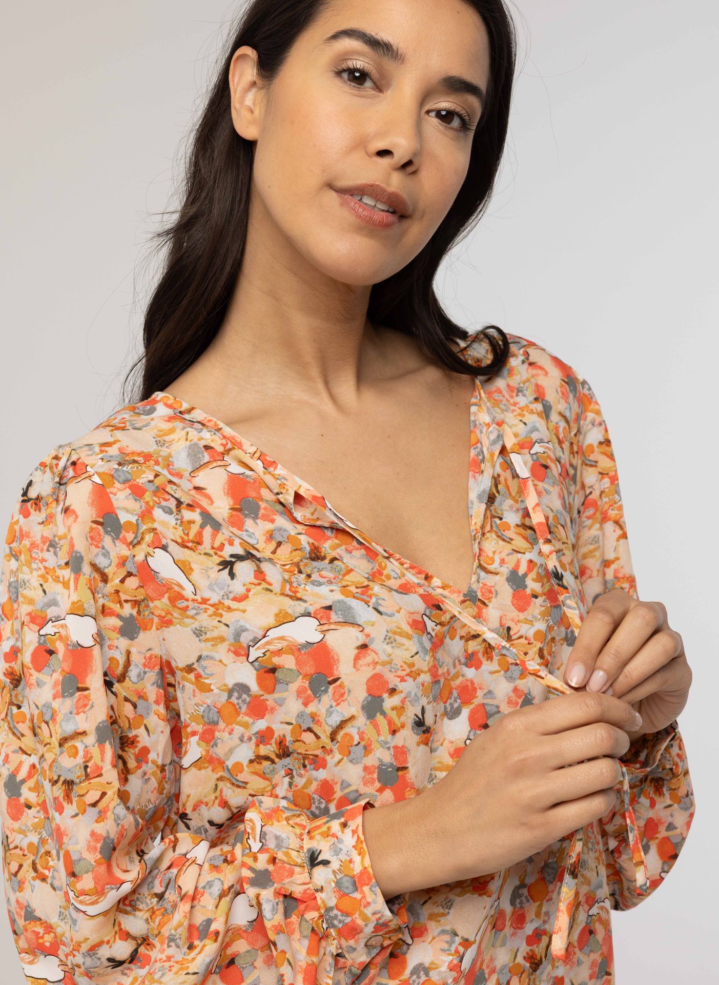 Norah Meerkleurige blouse met koordjes multicolor 214125-002