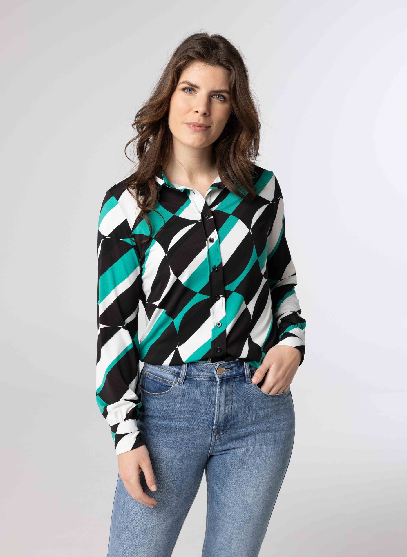 Norah Meerkleurige blouse met print jade multicolor 213726-573