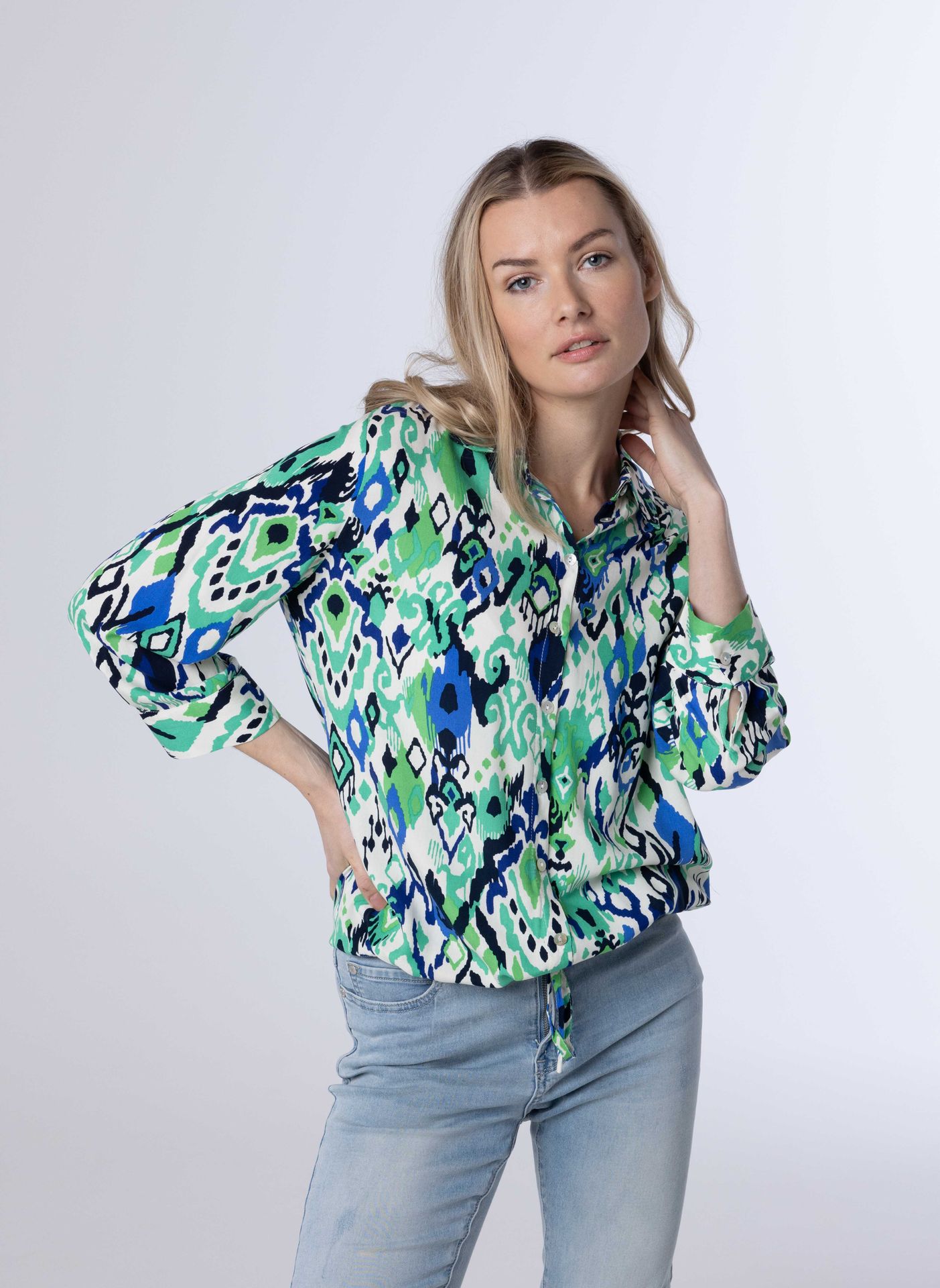Norah Meerkleurige groene blouse green multicolor 213851-520