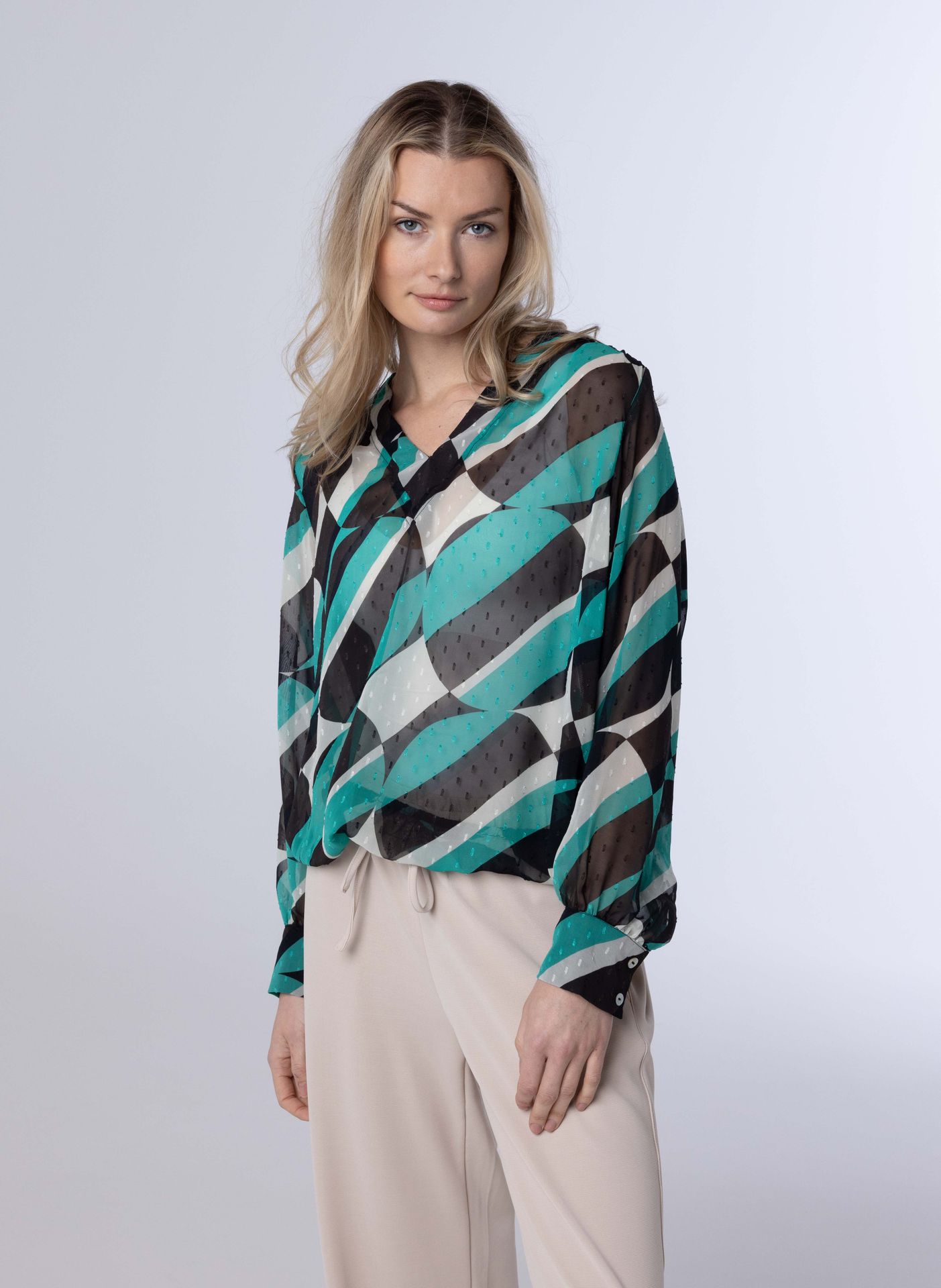 Norah Meerkleurige transparante blouse jade multicolor 213727-573