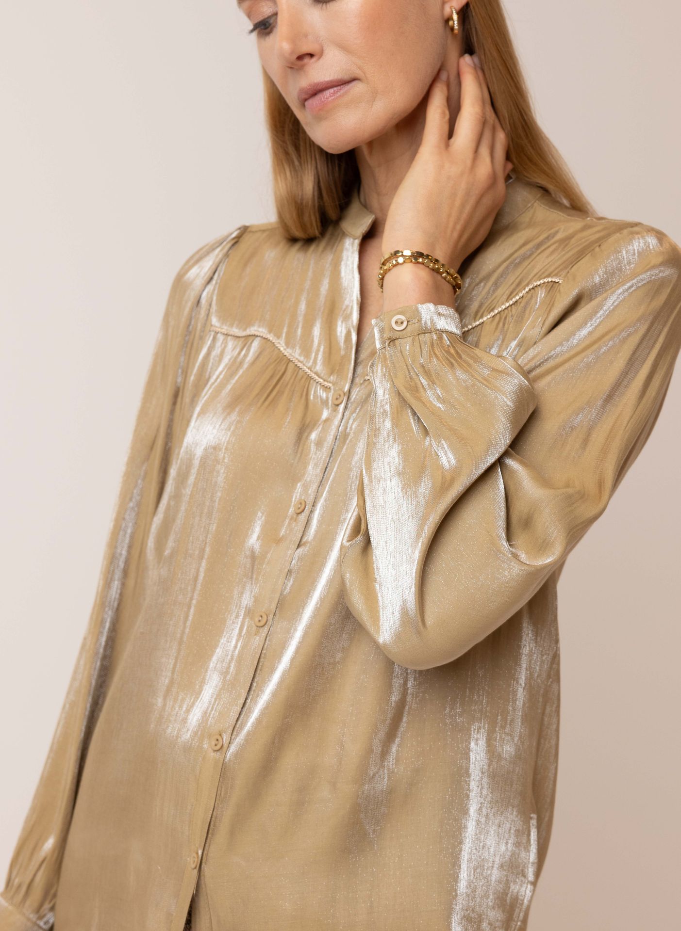 Norah Metallic blouse sand 215470-110