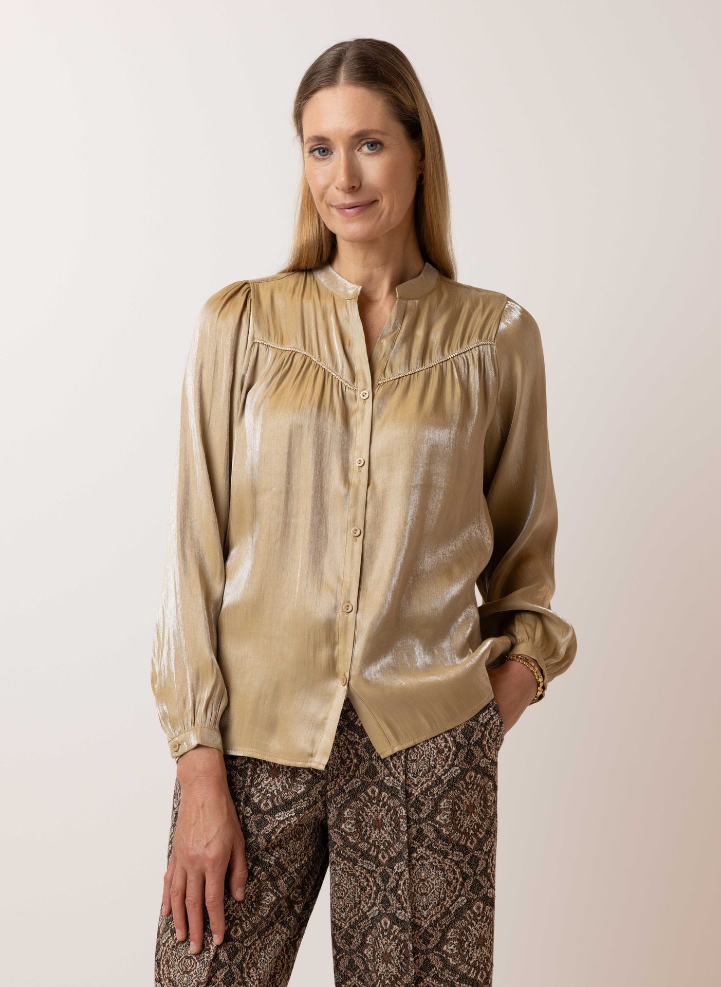 Norah Metallic blouse sand 215470-110