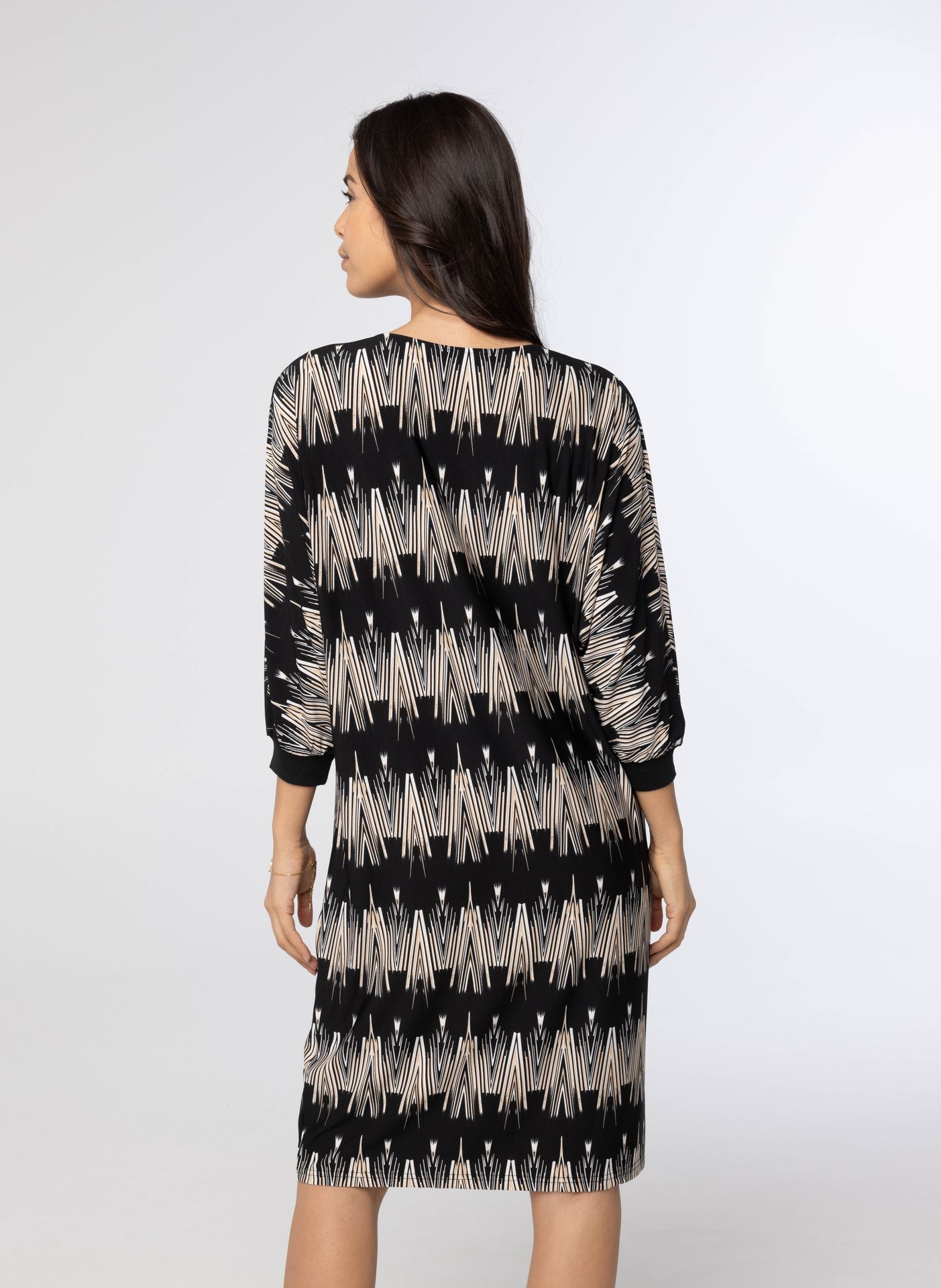 Norah Midi jurk zwart beige black/sand 211520-030