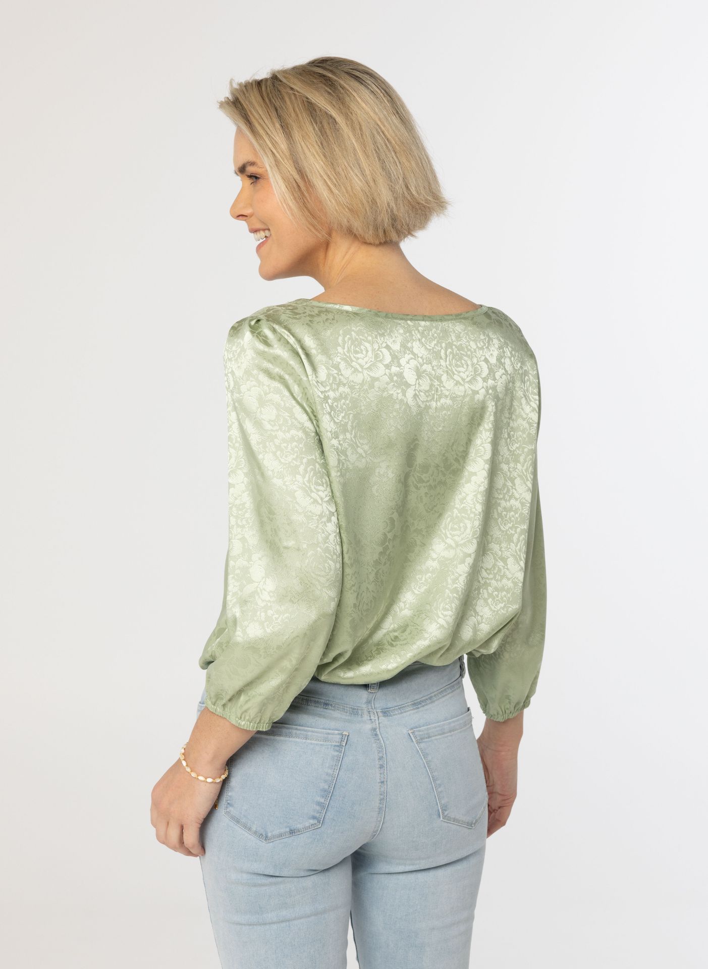 Norah Mintgroene glanzende blouse green 214135-500