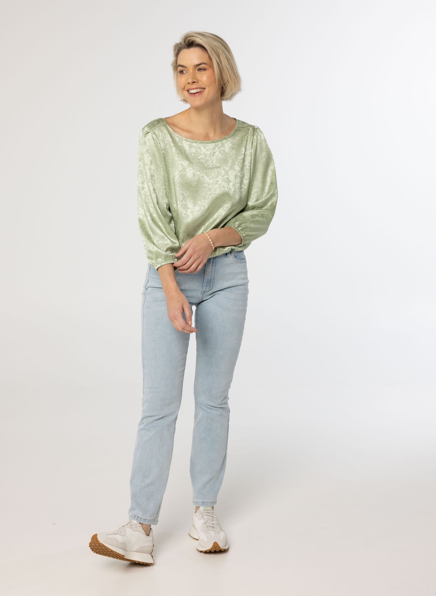 Norah Mintgroene glanzende blouse green 214135-500