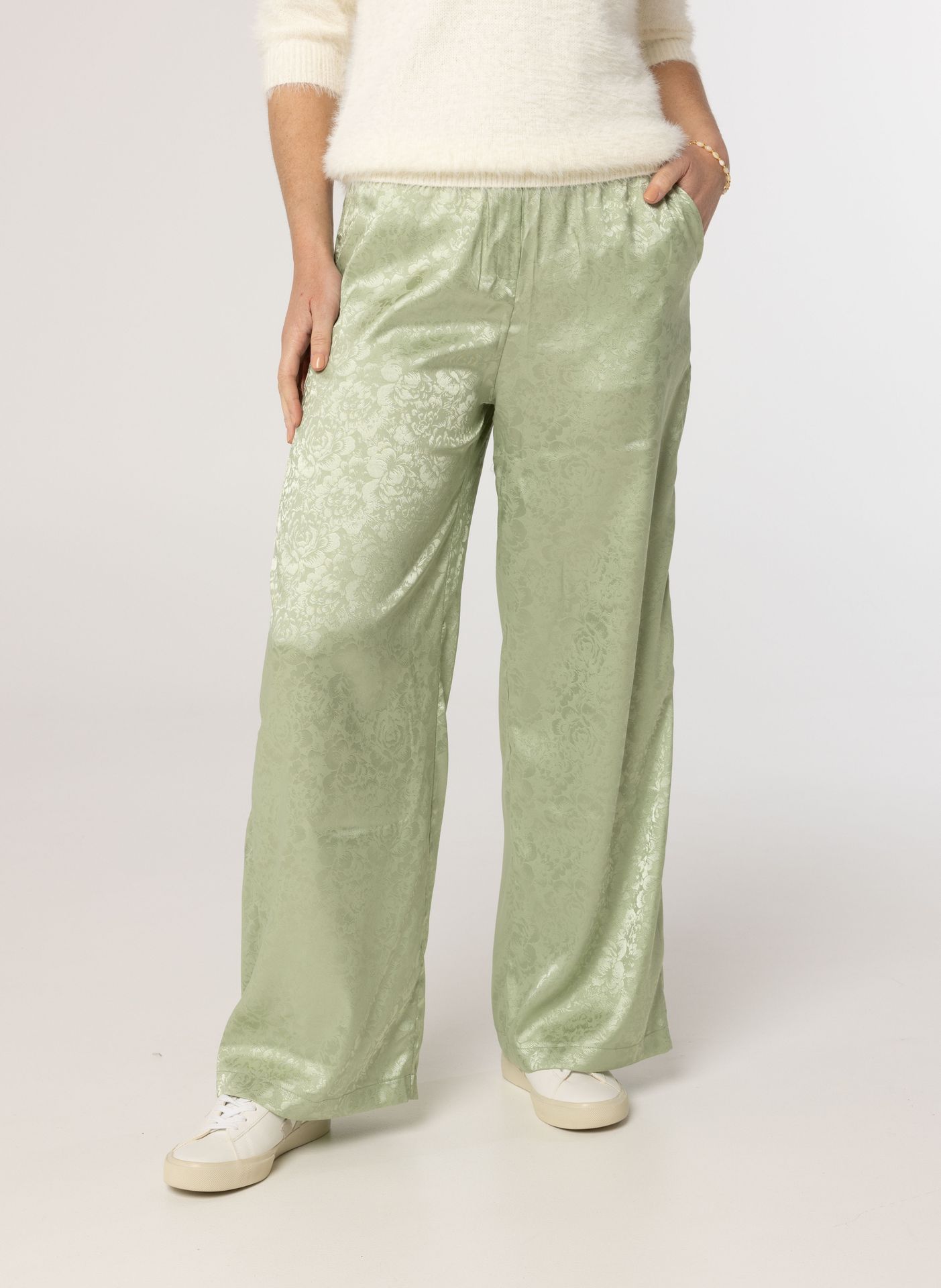 Norah Mintgroene glanzende pantalon green 214134-500