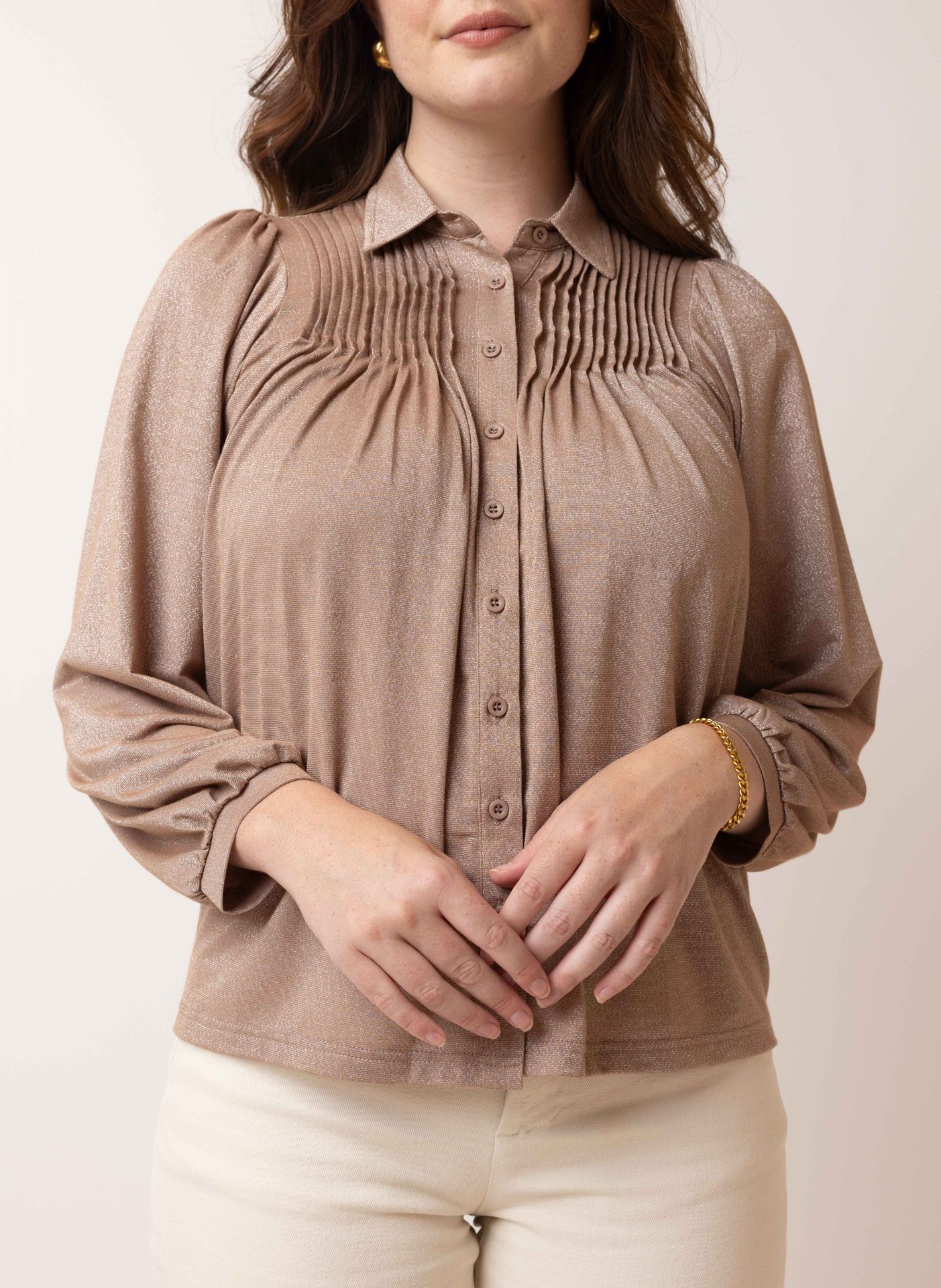 Norah Oudroze glitterblouse taupe 215069-204