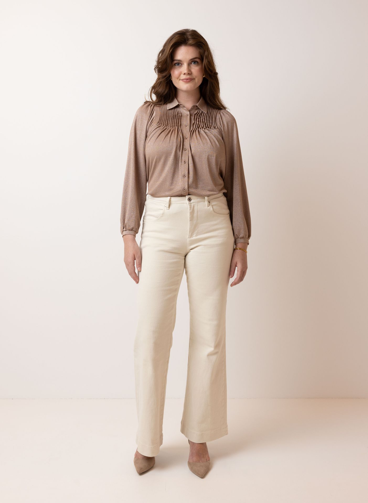 Norah Oudroze glitterblouse taupe 215069-204