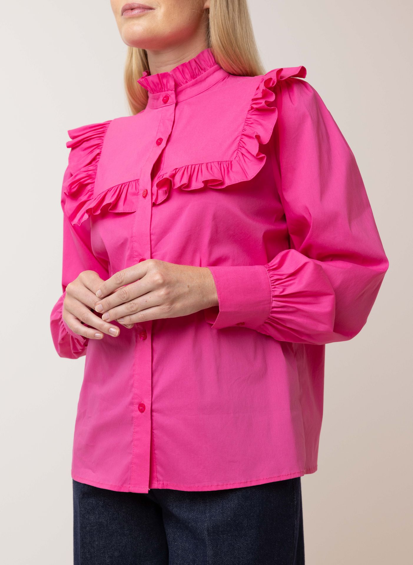 Norah Roze blouse met ruches pink 215307-900