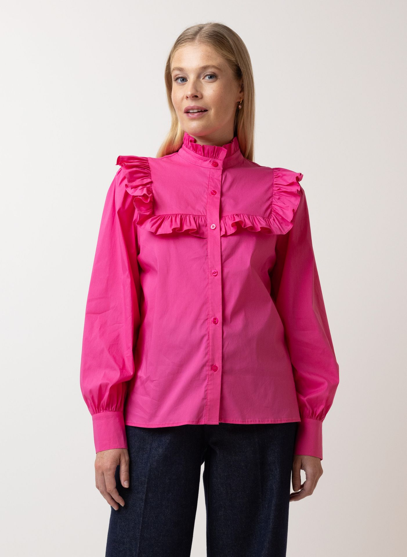 Norah Roze blouse met ruches pink 215307-900