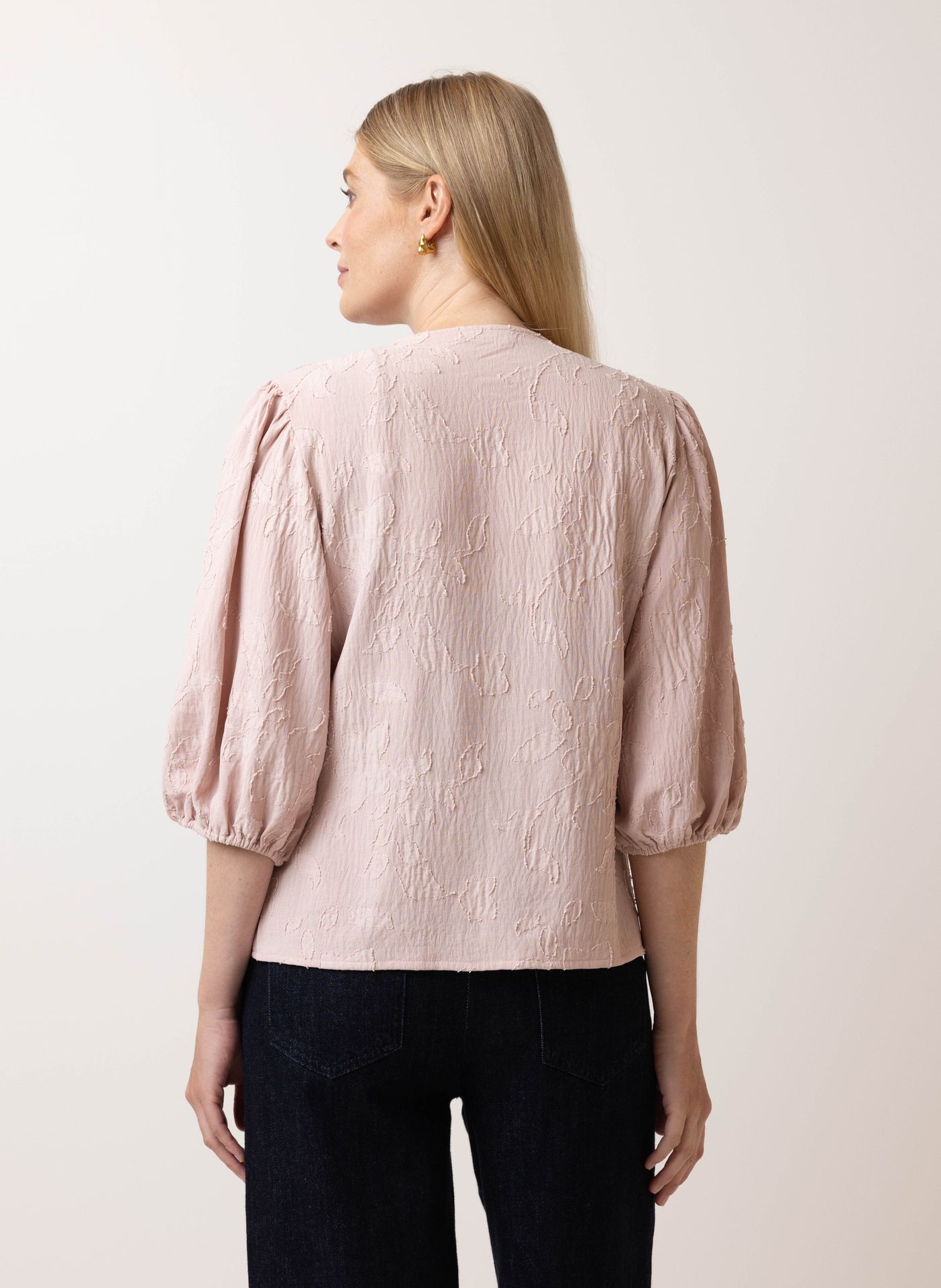 Norah Roze blouse met strikjes pastel rose 214750-903