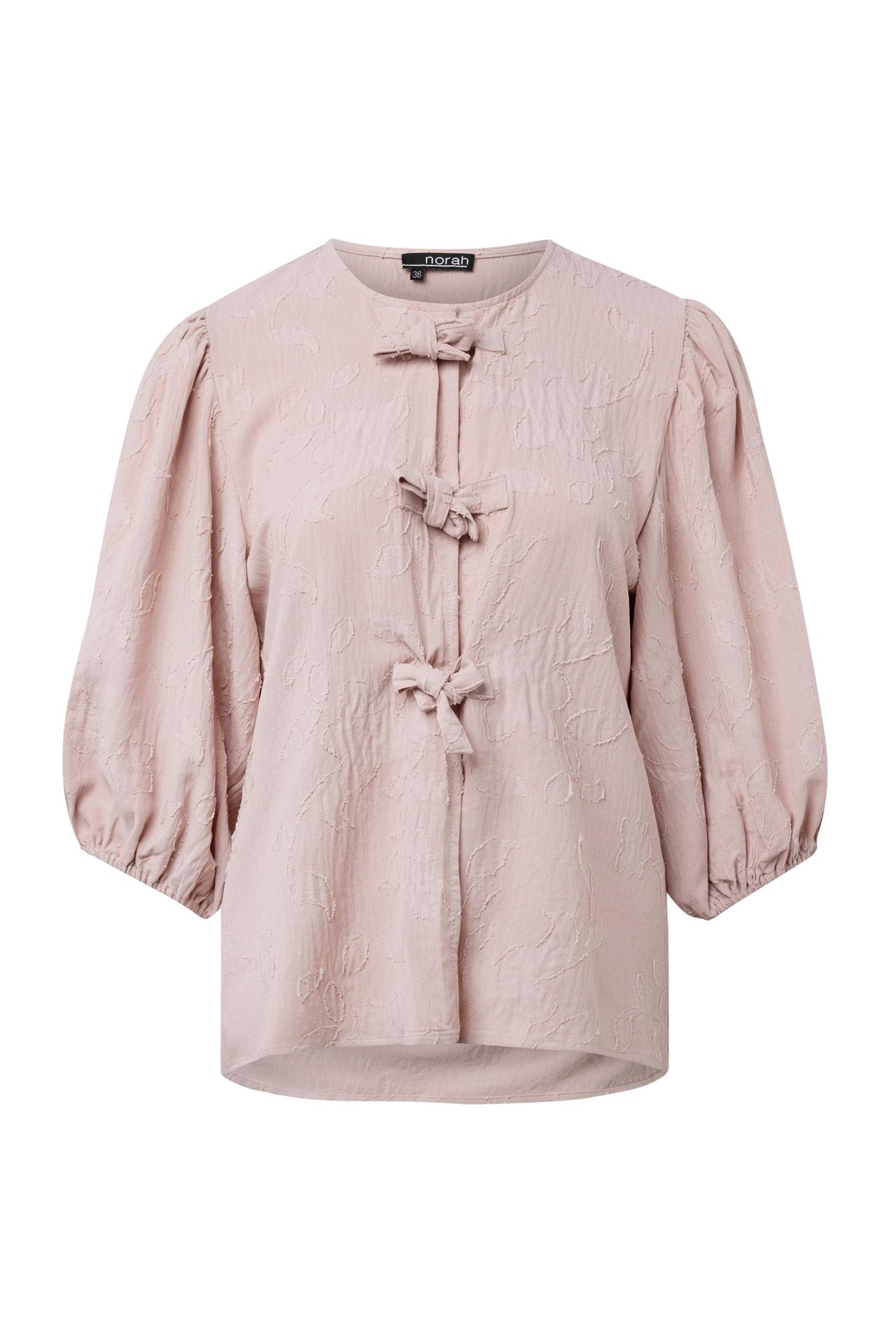 Norah Roze blouse met strikjes pastel rose 214750-903