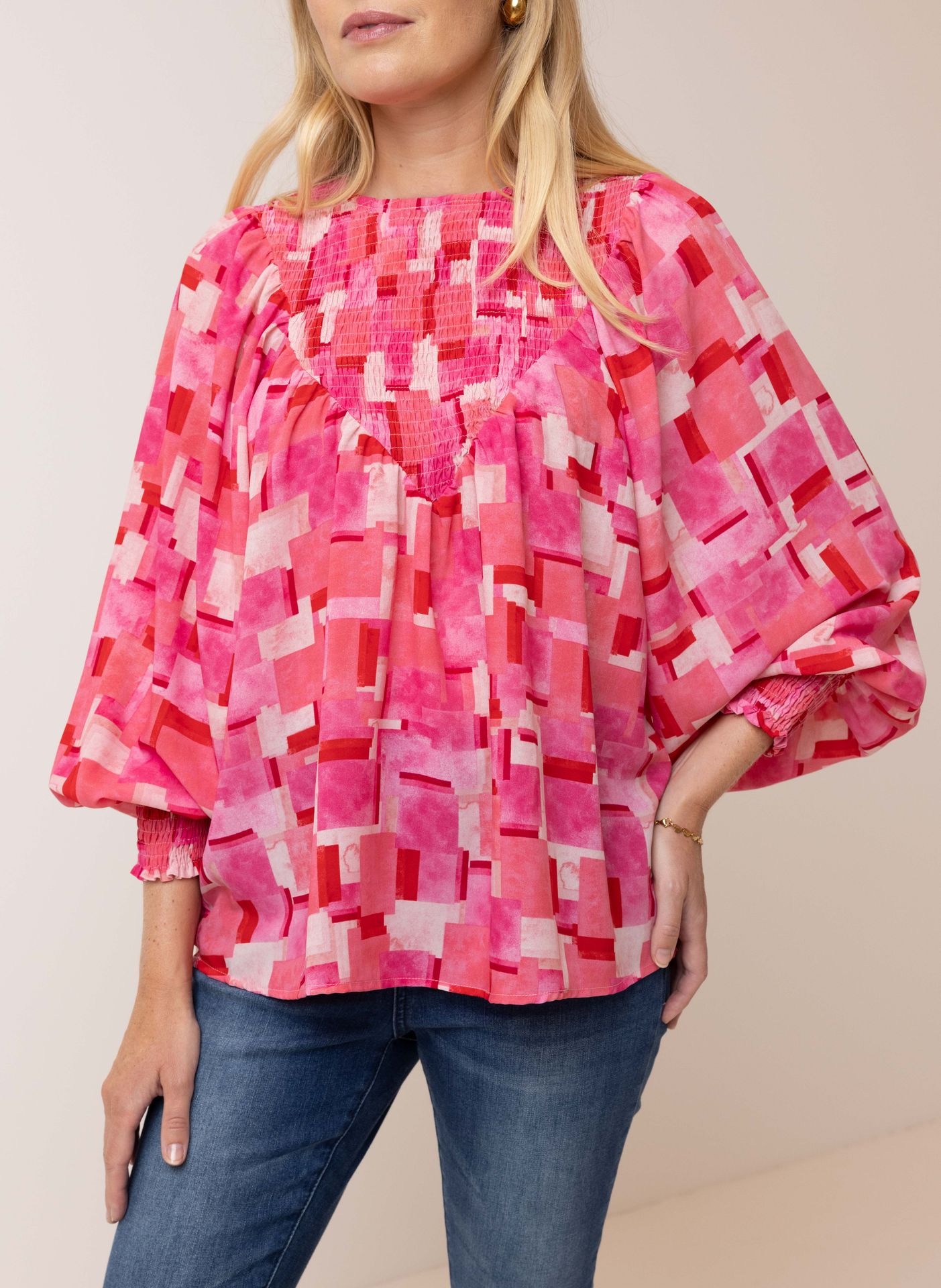 Norah Roze blouse pink/red 215120-936