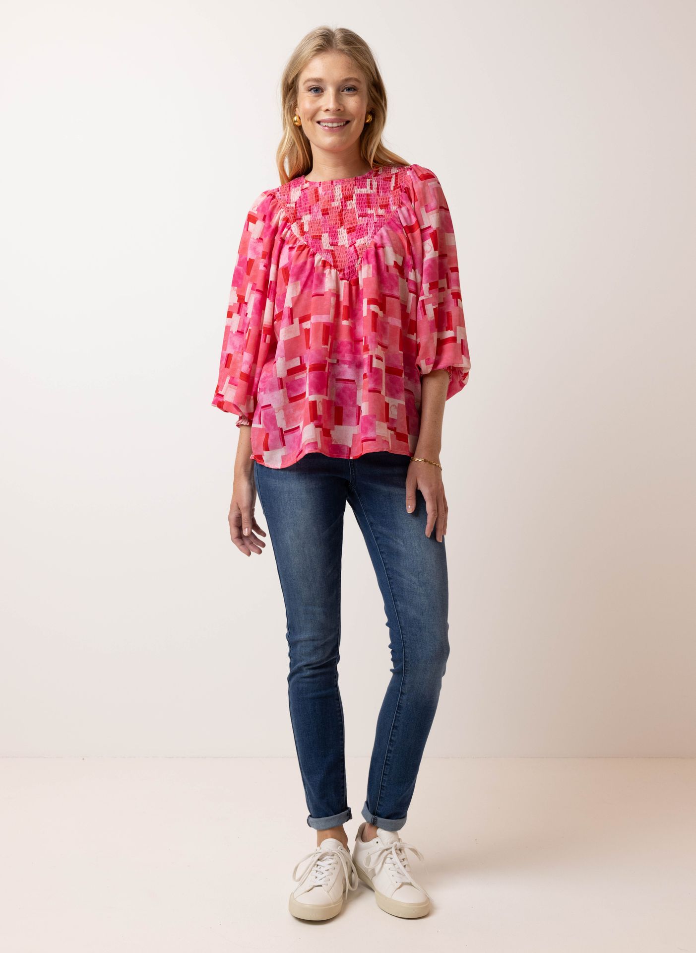 Norah Roze blouse pink/red 215120-936