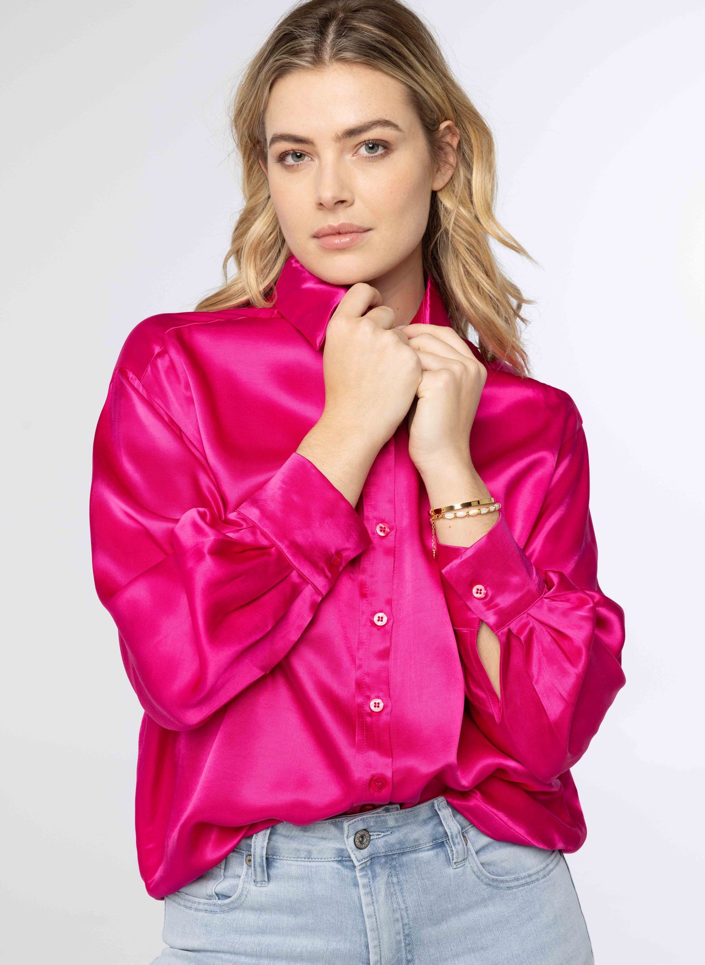 Norah Roze glanzende blouse pink 213940-900