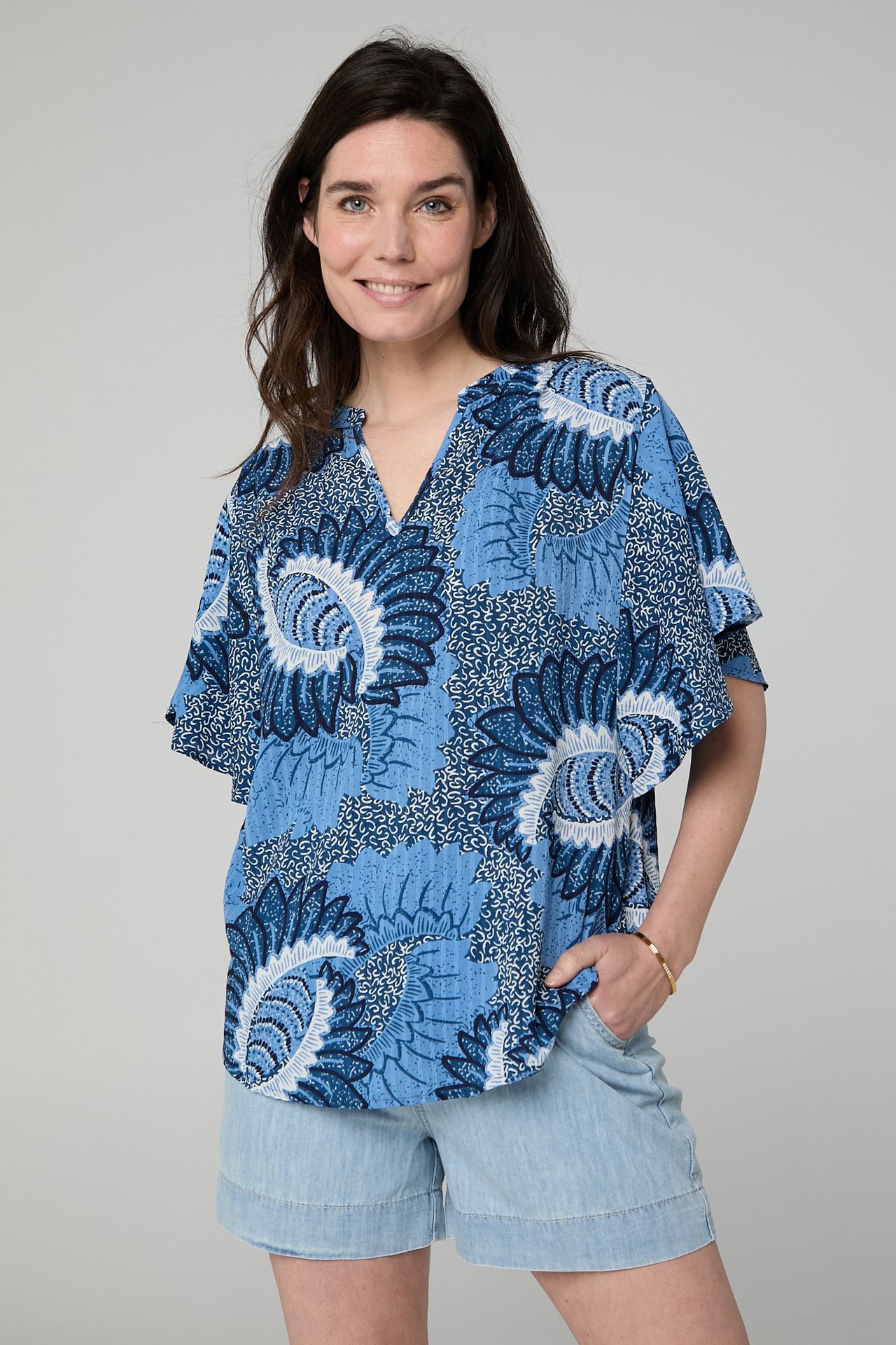 Norah Blauwe blouse blue multicolor 213810-420