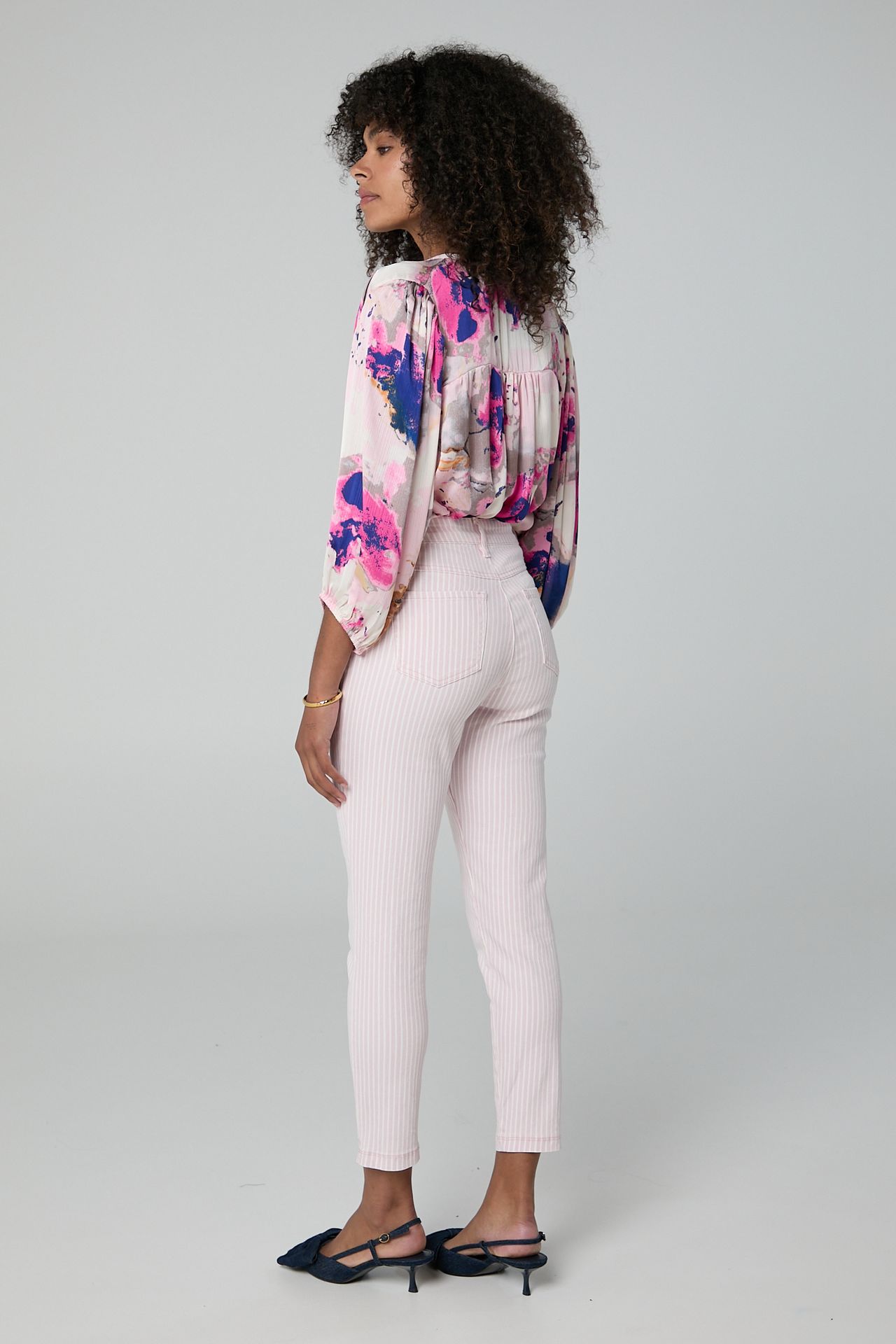 Norah Roze/wit gestreepte broek pink/white 213717-931